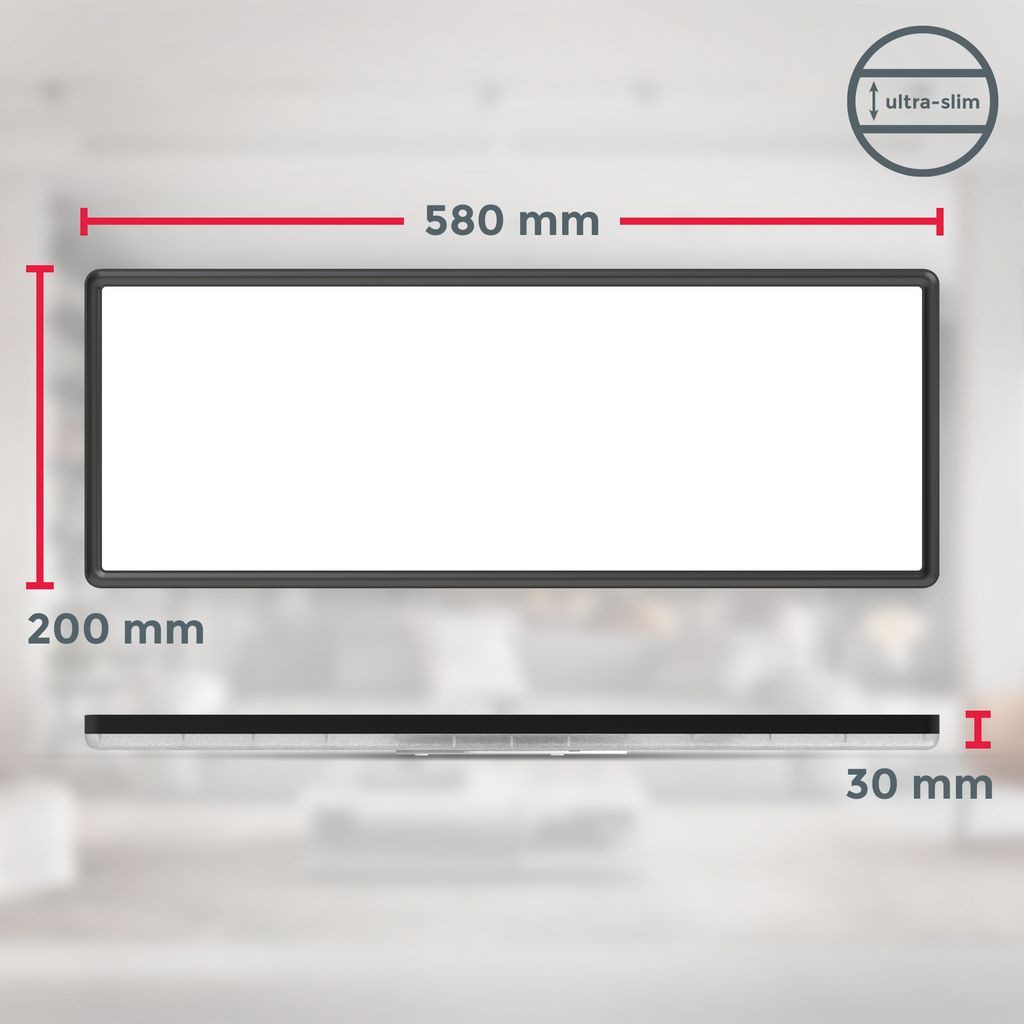 B.K.Licht LED Deckenleuchte Deckenlampe 58x20cm ultra-flach dimmbar 22W schwarz BKL1555, Dimmfunktion, LED fest integriert, 2700K - Extra-Warmweiß, RGBW Panel e – Bild 4 von 5