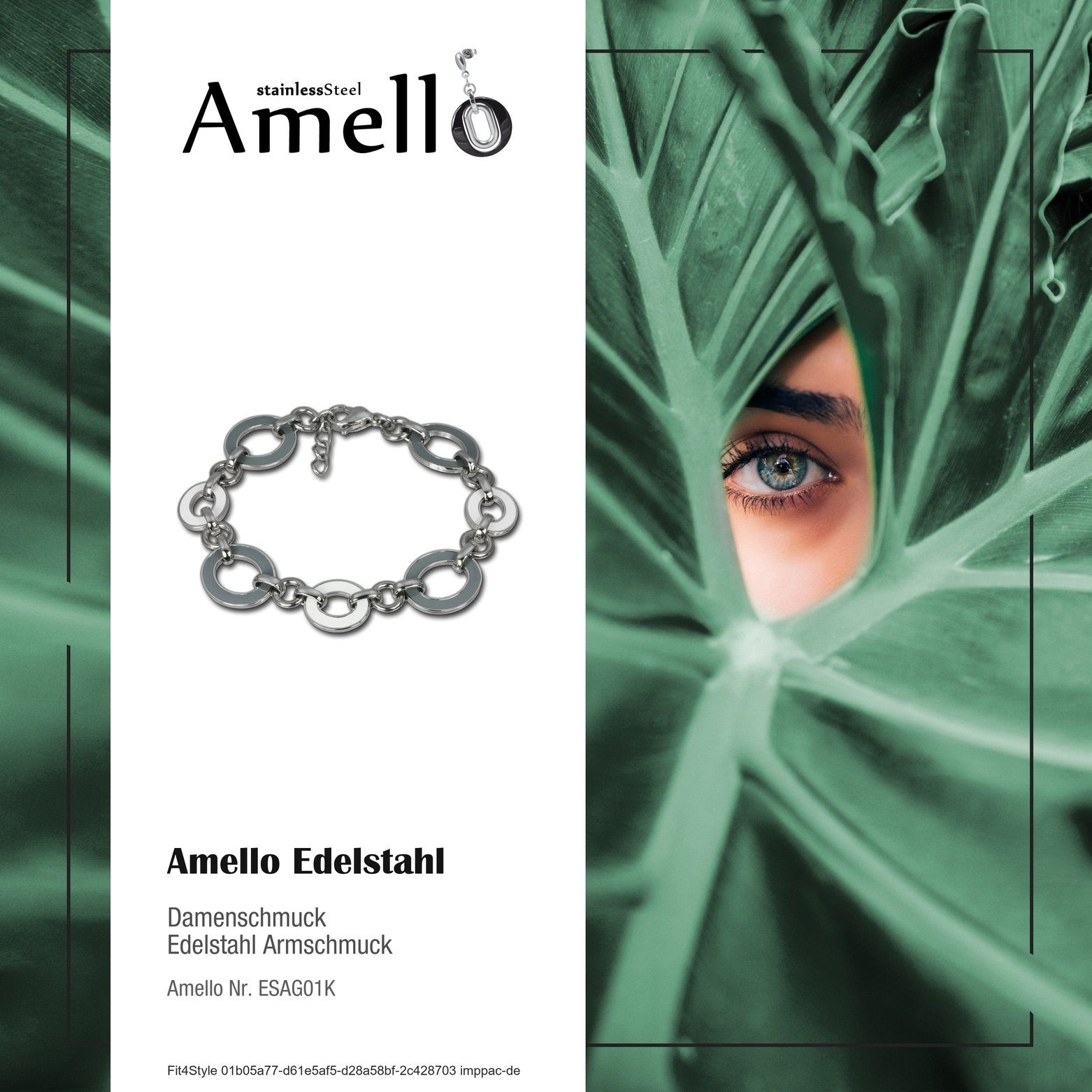 Verlängerung, Amello (Stainless Edelstahl Edelstahlarmband Oval Armband Steel 2cm Damen 18cm weiß (Armband), grau Armband (Oval) ca. Amello +