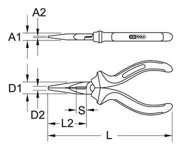 KS Tools Greifzange, Telefonzange, 165 mm