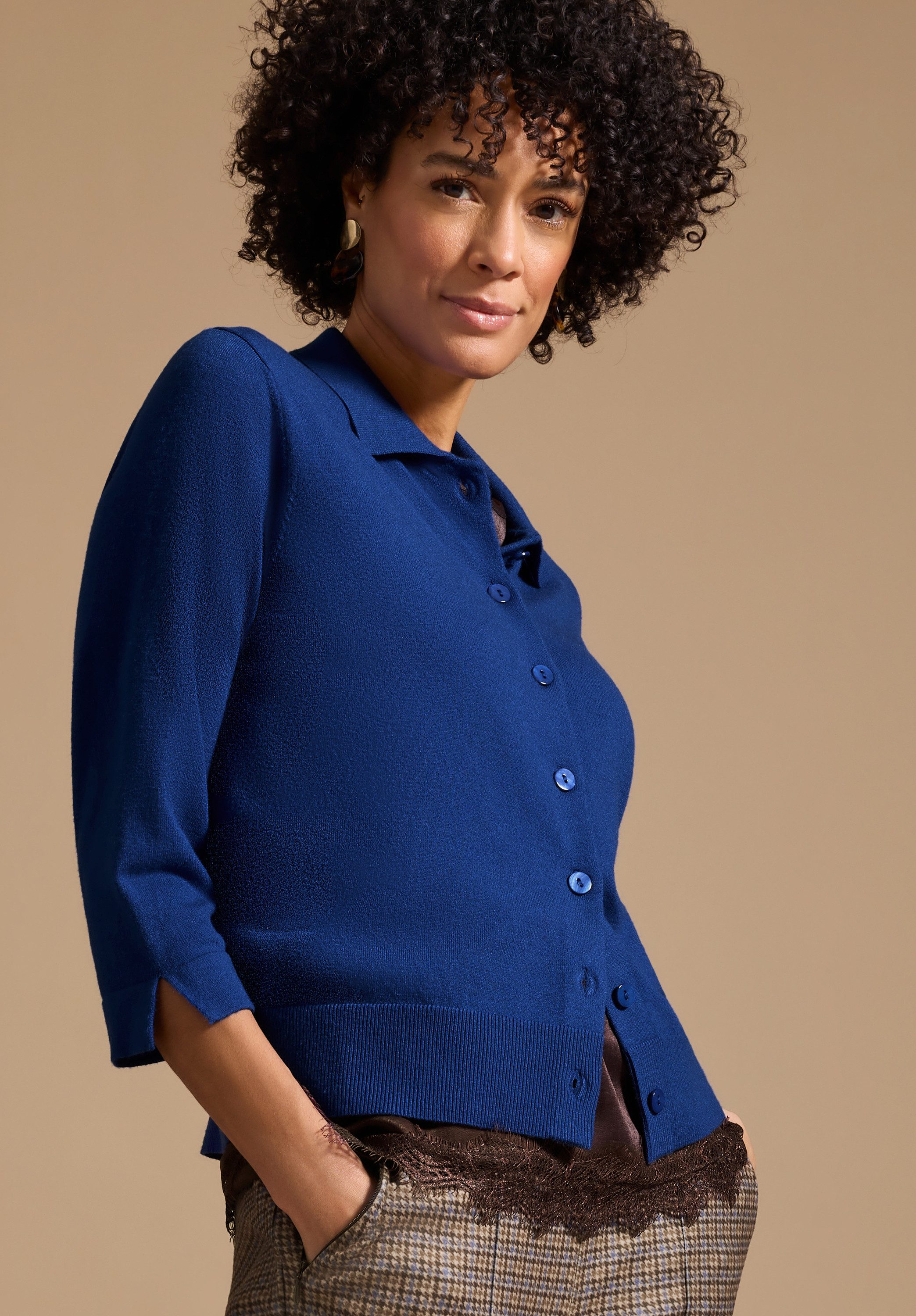 bianca Strickjacke RENE aus weichem Strick mit Polokragen