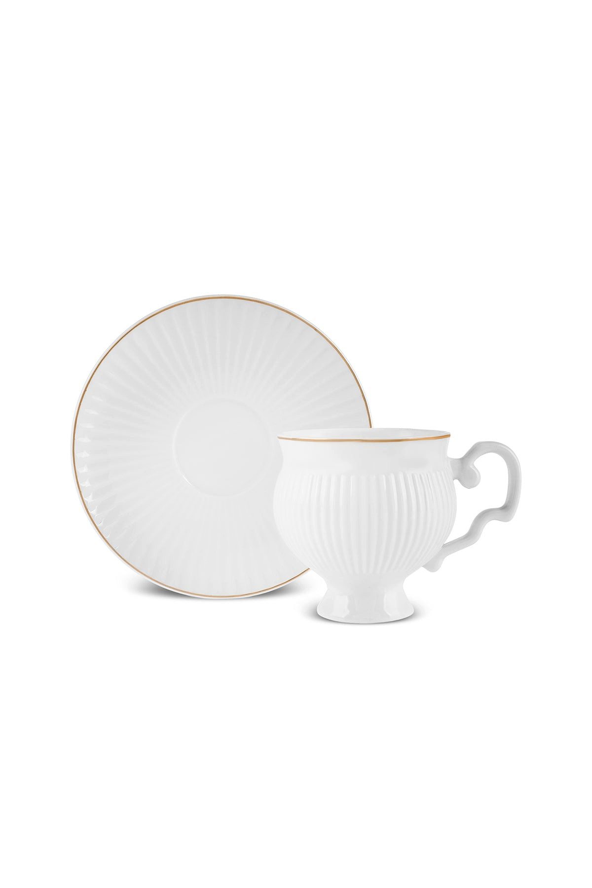 Karaca Kaffeeservice Karaca Malta Bone-China Teetassen-Set 4-tlg. 210 ml Gold-Weiß, BONE PORCELAIN – Bild 4 von 5