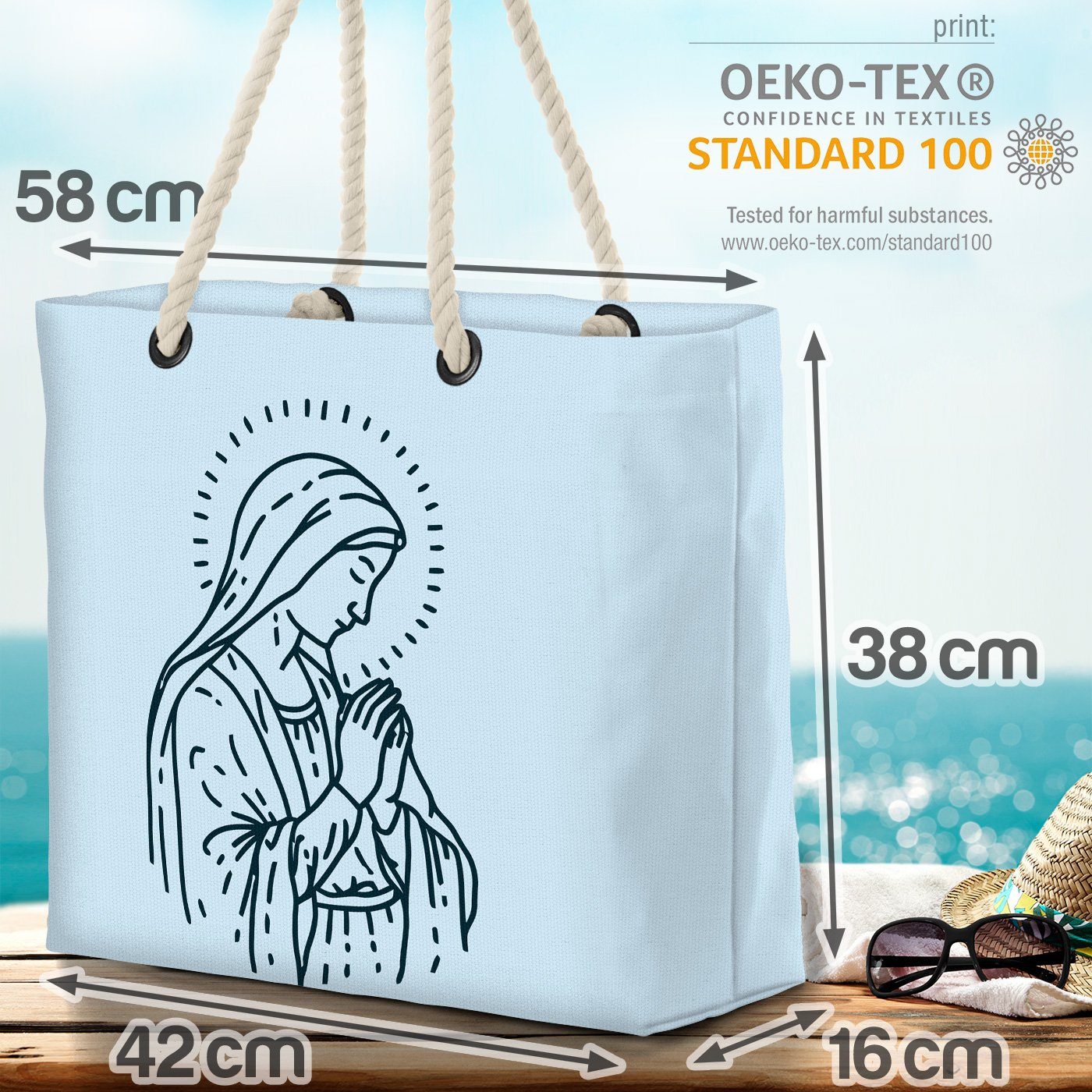 VOID Strandtasche (1-tlg), Maria Maria Heilige Kirche Heilige Bibel Kirche Gottesdienst Bibel Ge