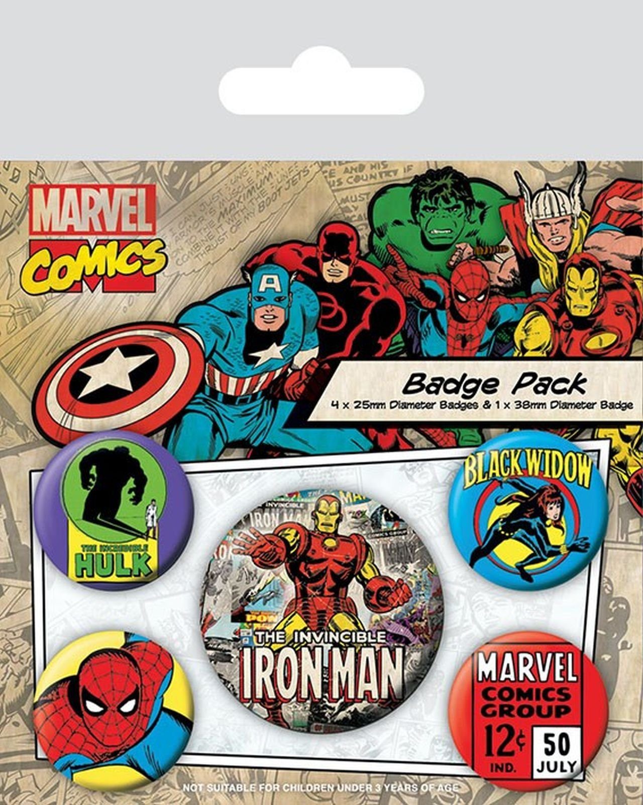 PYRAMID Button Set Marvel Comics Iron Ansteck-Buttons Man 5er-Pack