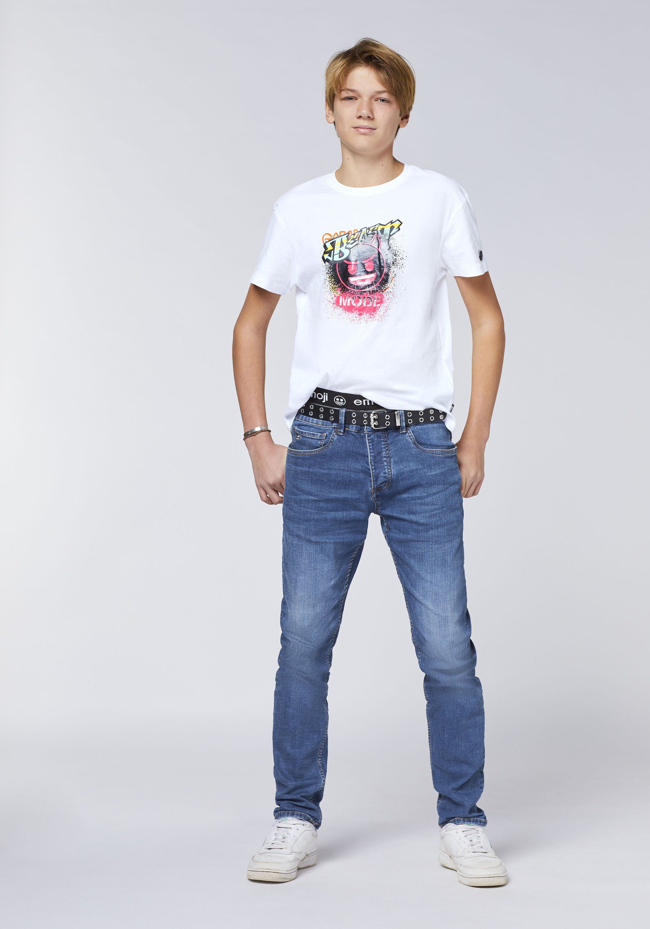 Emoji Print-Shirt mit "Beast Mode" Print