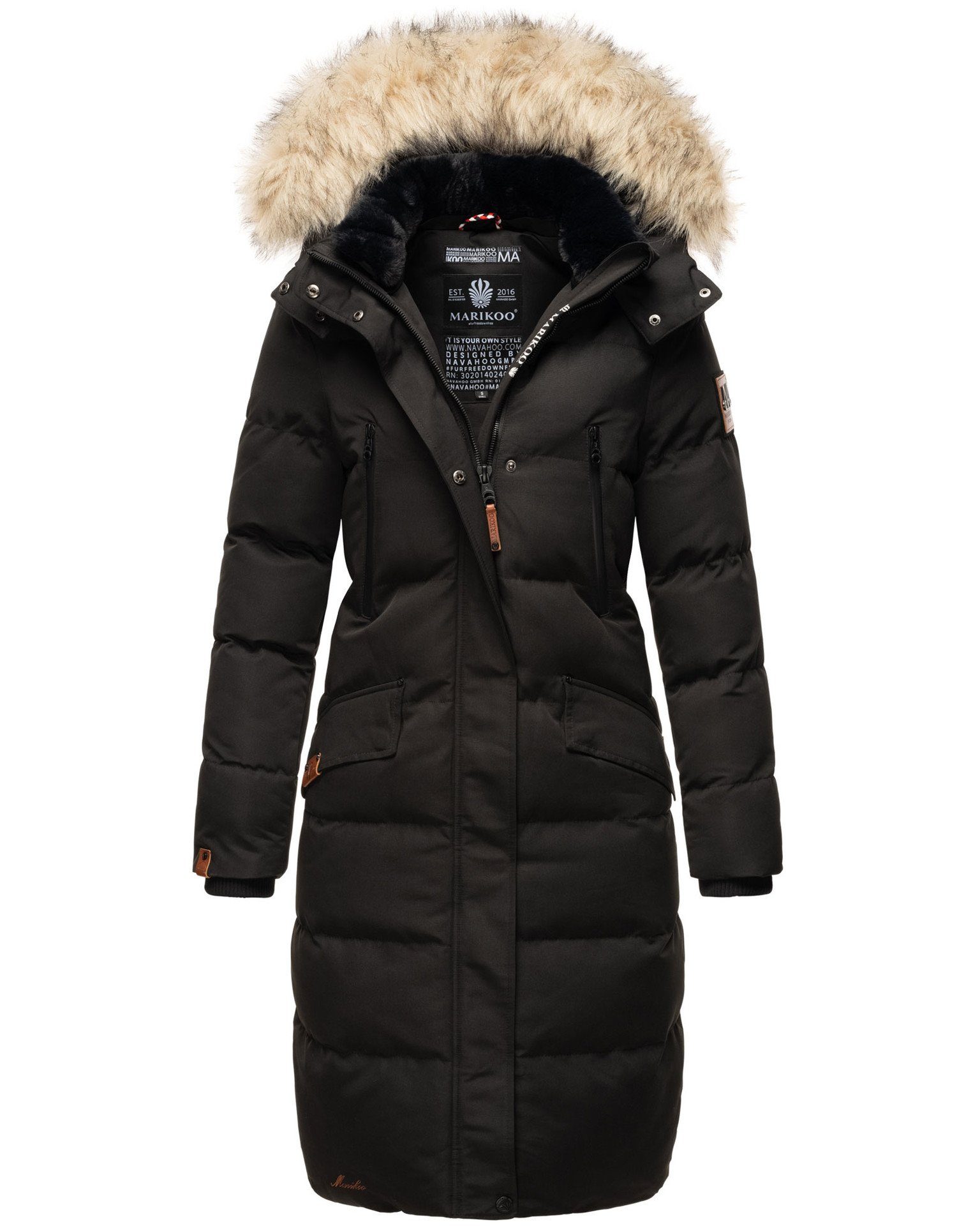 Marikoo Schneejacke Schneesternchen langer Parka mit abnehmbarer Kapuze