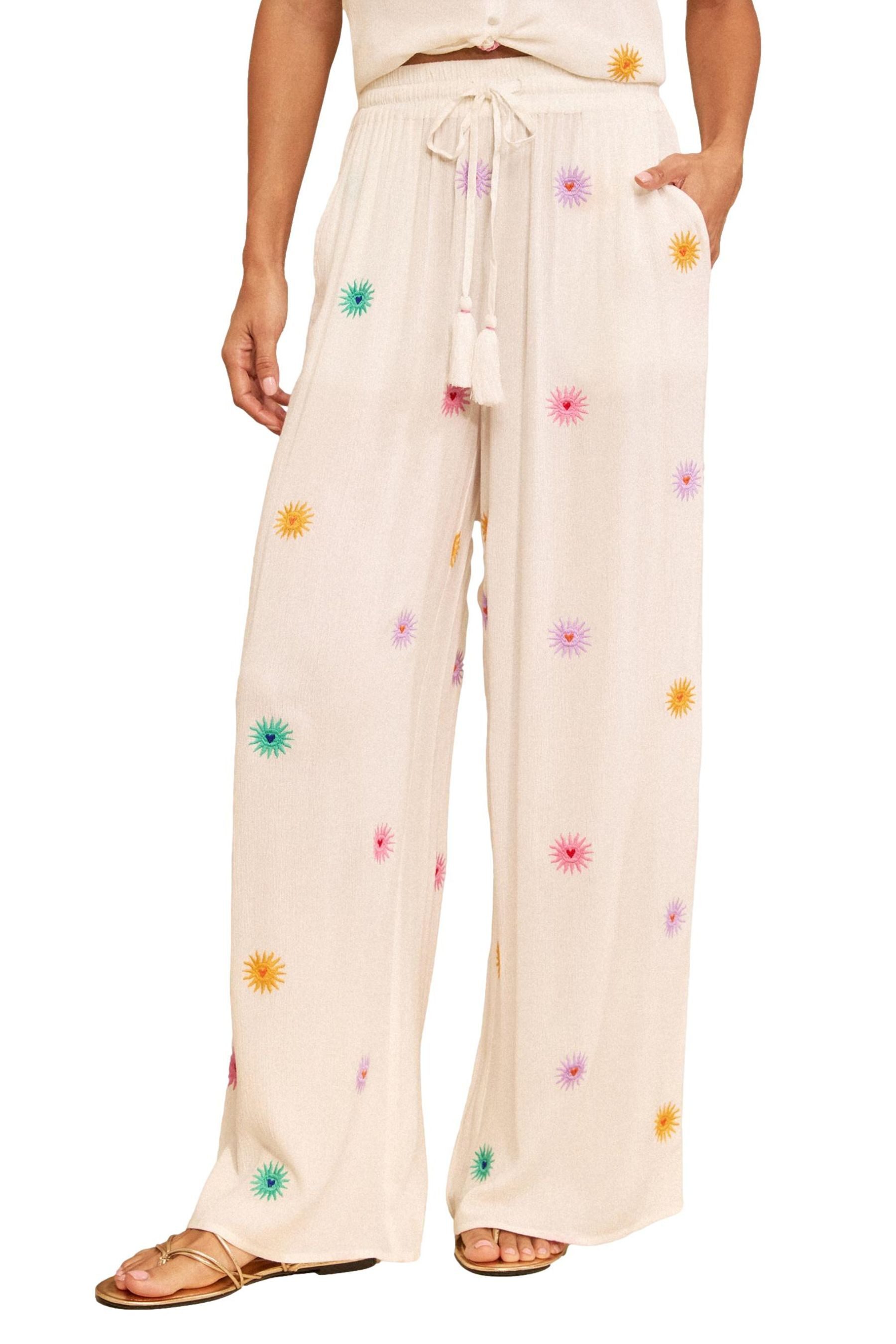 Love & Roses Strandhose Love & Roses Strandhose mit weitem Bein (1-tlg)