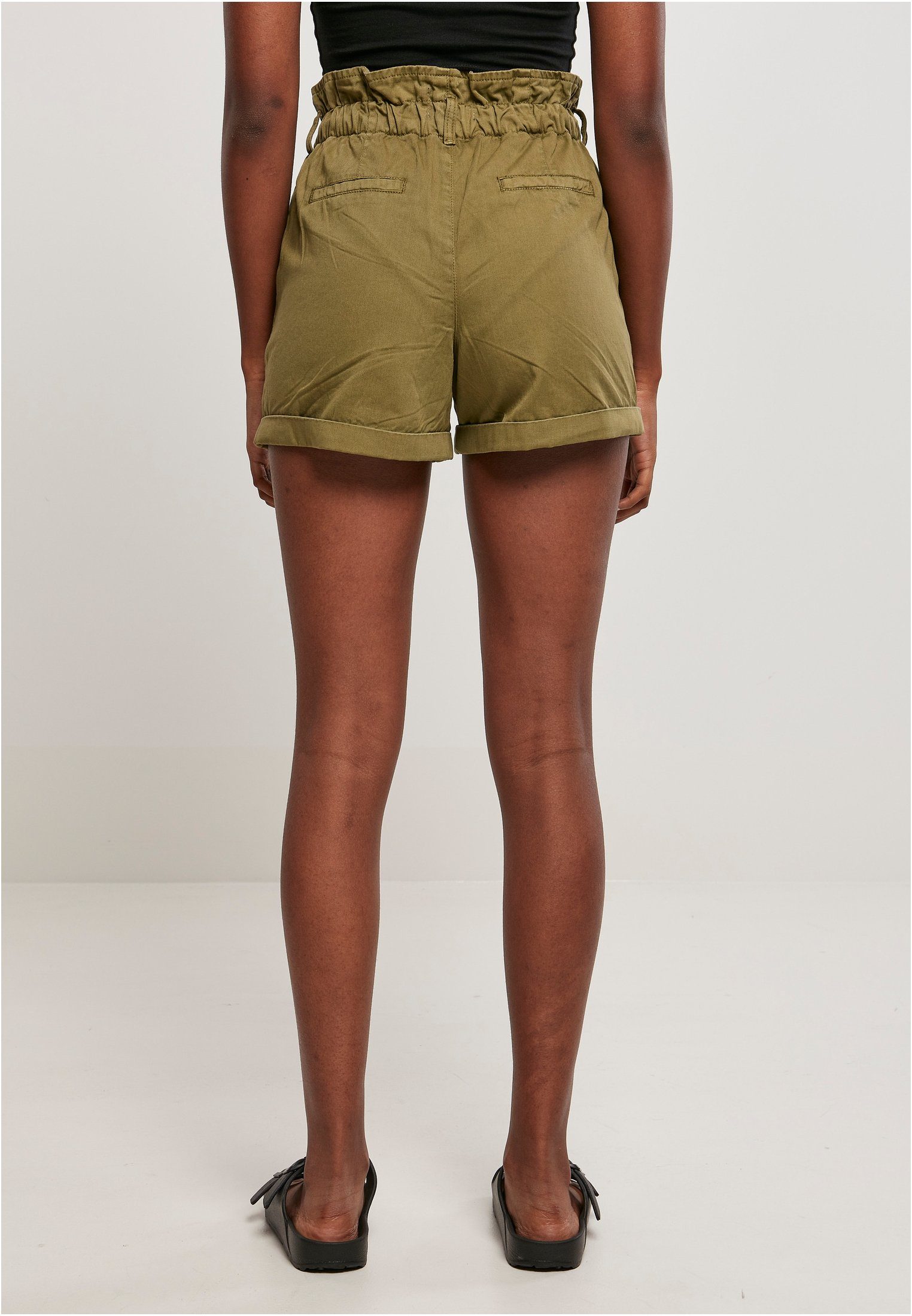 khaki CLASSICS (1-tlg) URBAN Paperbag Stoffhose Damen Shorts Ladies