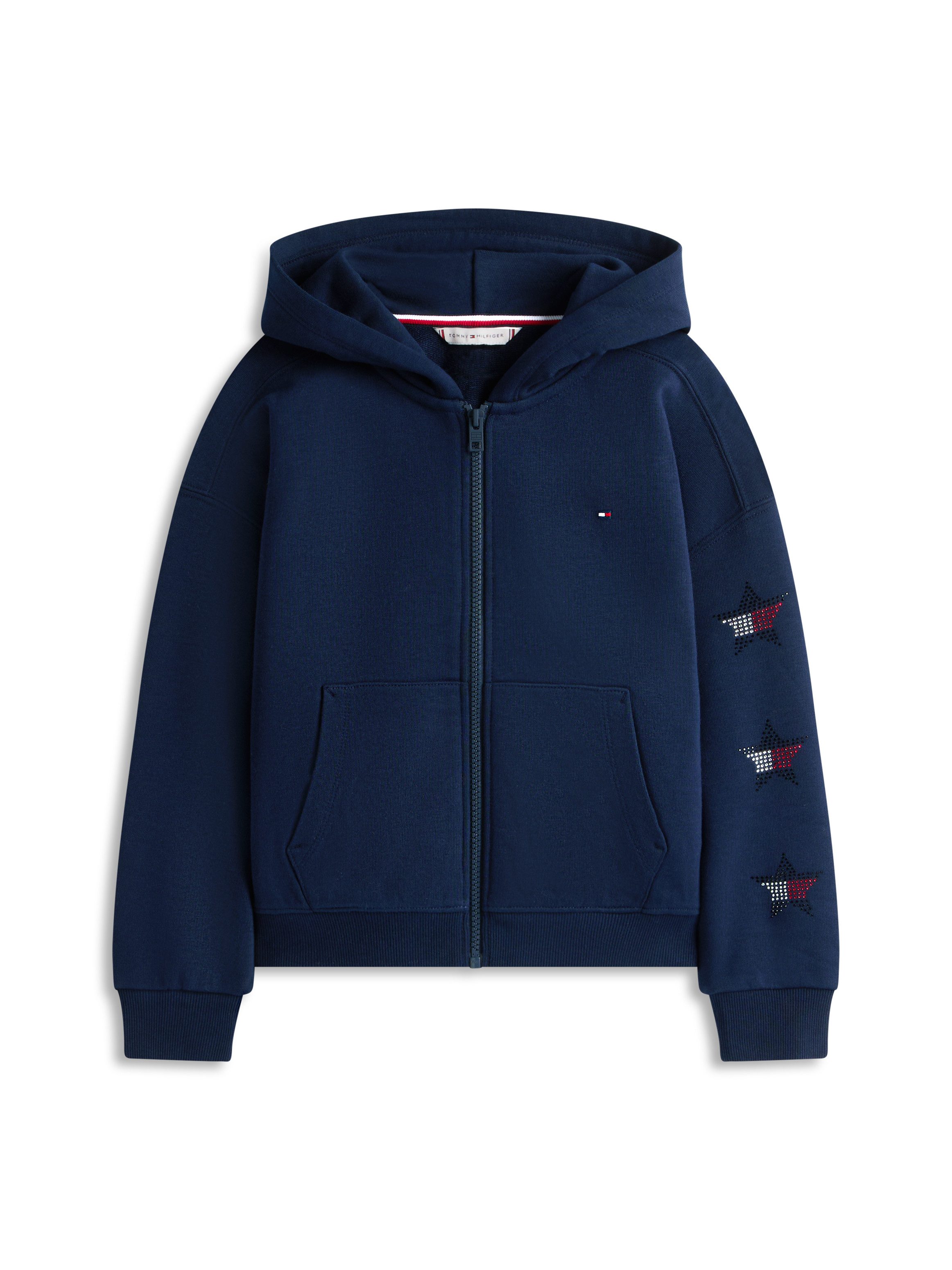 Tommy Hilfiger Sweatjacke STAR ZIP THROUGH HOODIE Kinder bis 16 Jahre, mit Flag-Sternen aus Strass-Steinen – Bild 4 von 5