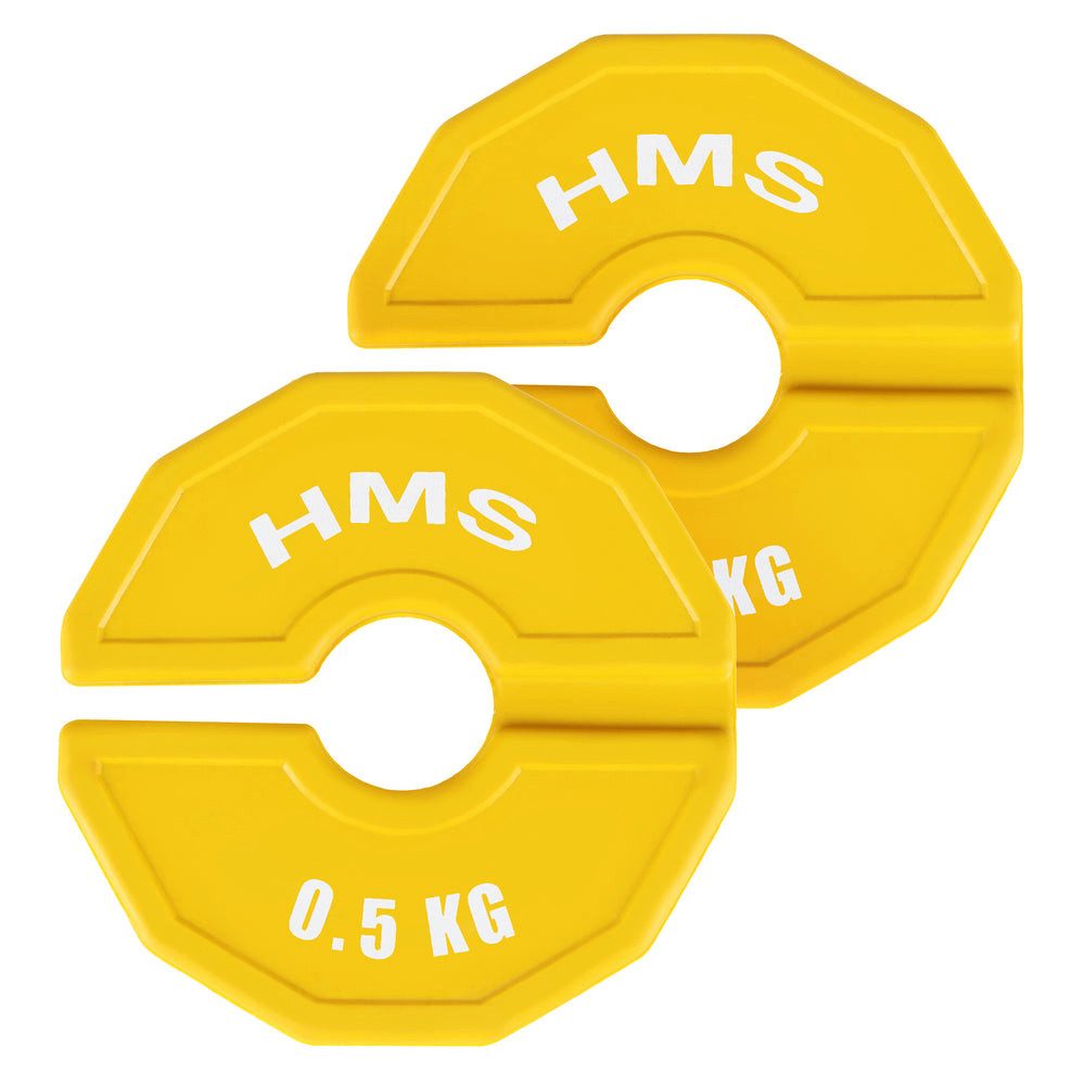 HMS Gewichtsscheibe Hantelgewicht 2 x 0,5 kg Klemmgewicht, (Spar-Set, 2-tlg., Langlebigkeit), Schützt Geräte vor Kratzern, dämpft Geräusche und leicht zu reinigen