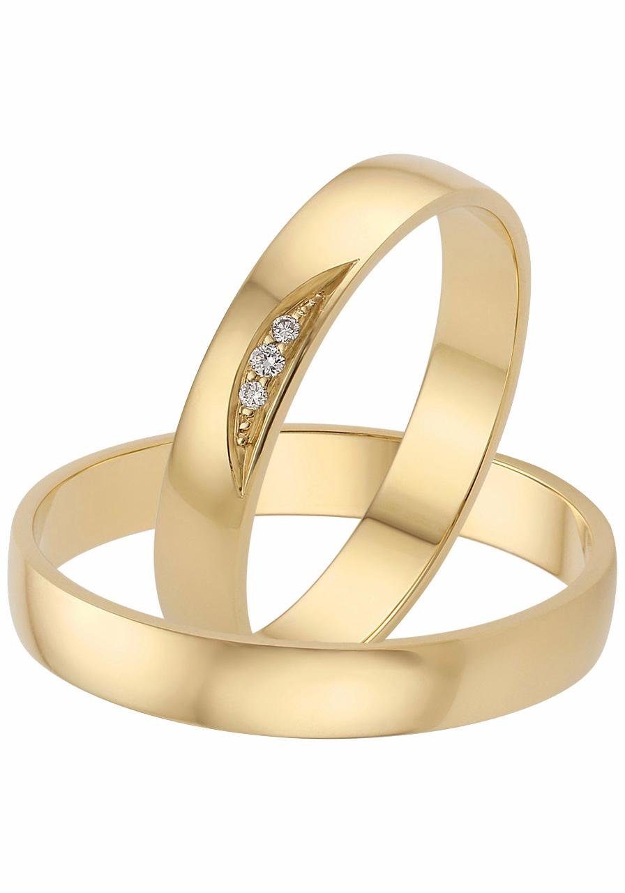 Firetti Trauring Schmuck Geschenk Gold 375 Hochzeit Ehering "LIEBE", Made in Germany, wahlweise mit oder ohne Brillanten