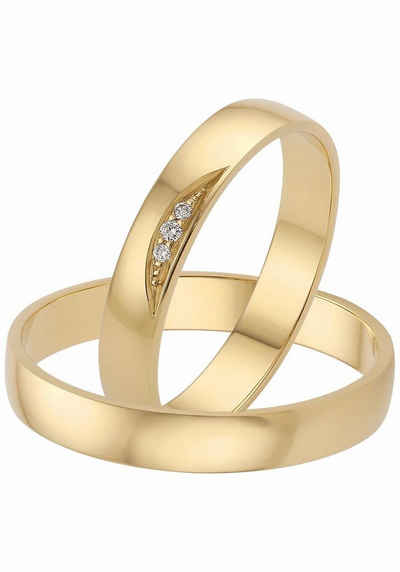 Firetti Trauring Schmuck Geschenk Gold 375 Hochzeit Ehering "LIEBE", Made in Germany - mit o. ohne Brillanten/Diamanten