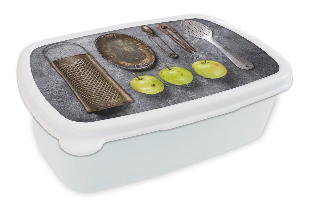 MuchoWow Brotbox für Mädchen Küchenutensilien für Erwachsene, (2-tlg), Jungs weiß und - Kinder und Küchengeräte, - Brotdose, Kunststoff, Apfel Lunchbox