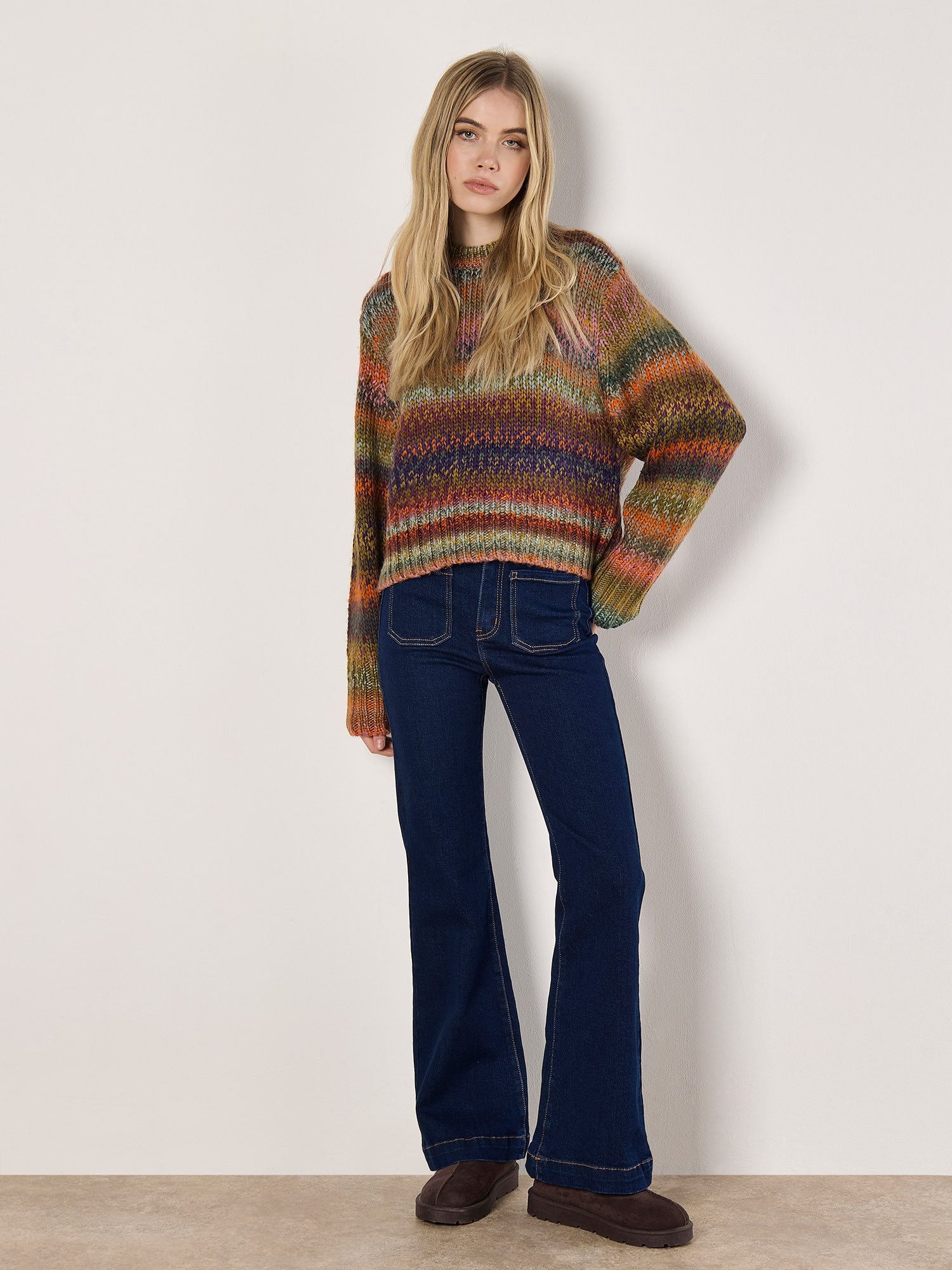 Apricot Streifenpullover Multicolor Pullover aus Grobstrick günstig online kaufen