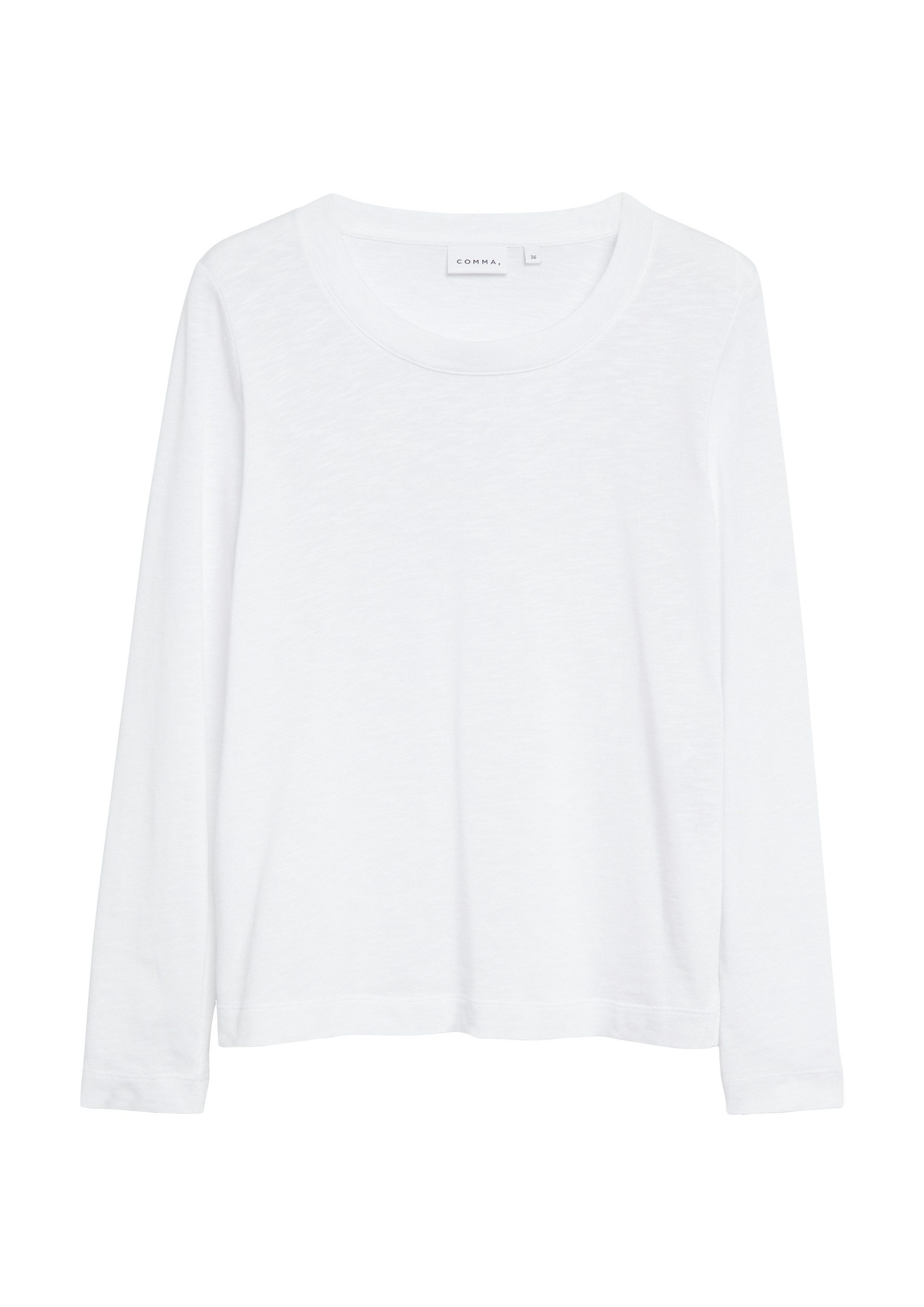 comma Langarmshirt T-Shirt Longsleeve in Flammgarnstruktur