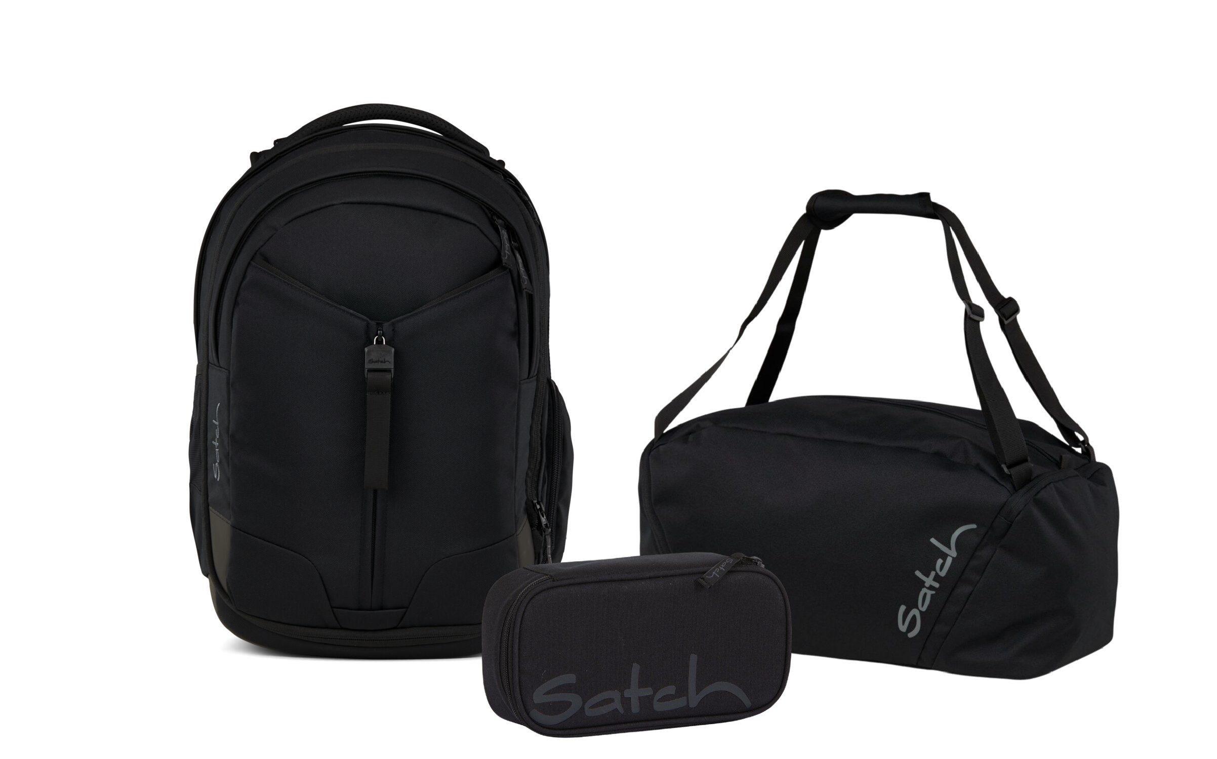 Satch Schulranzen Schulrucksack-Set MATCH Blackjack 3-teilig (3-teilig), Schulranzen, ergonomisch, 30 + 5 Liter