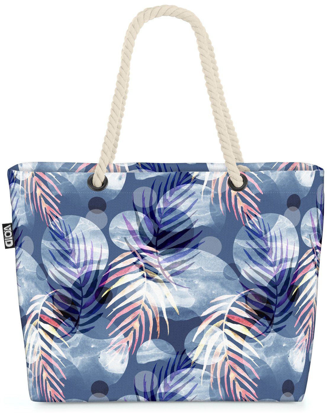 VOID Strandtasche (1-tlg), Tropen Meer Beach Bag Blau Bunt Palmen Blätter Pflanzen Wasser Ozean Baden