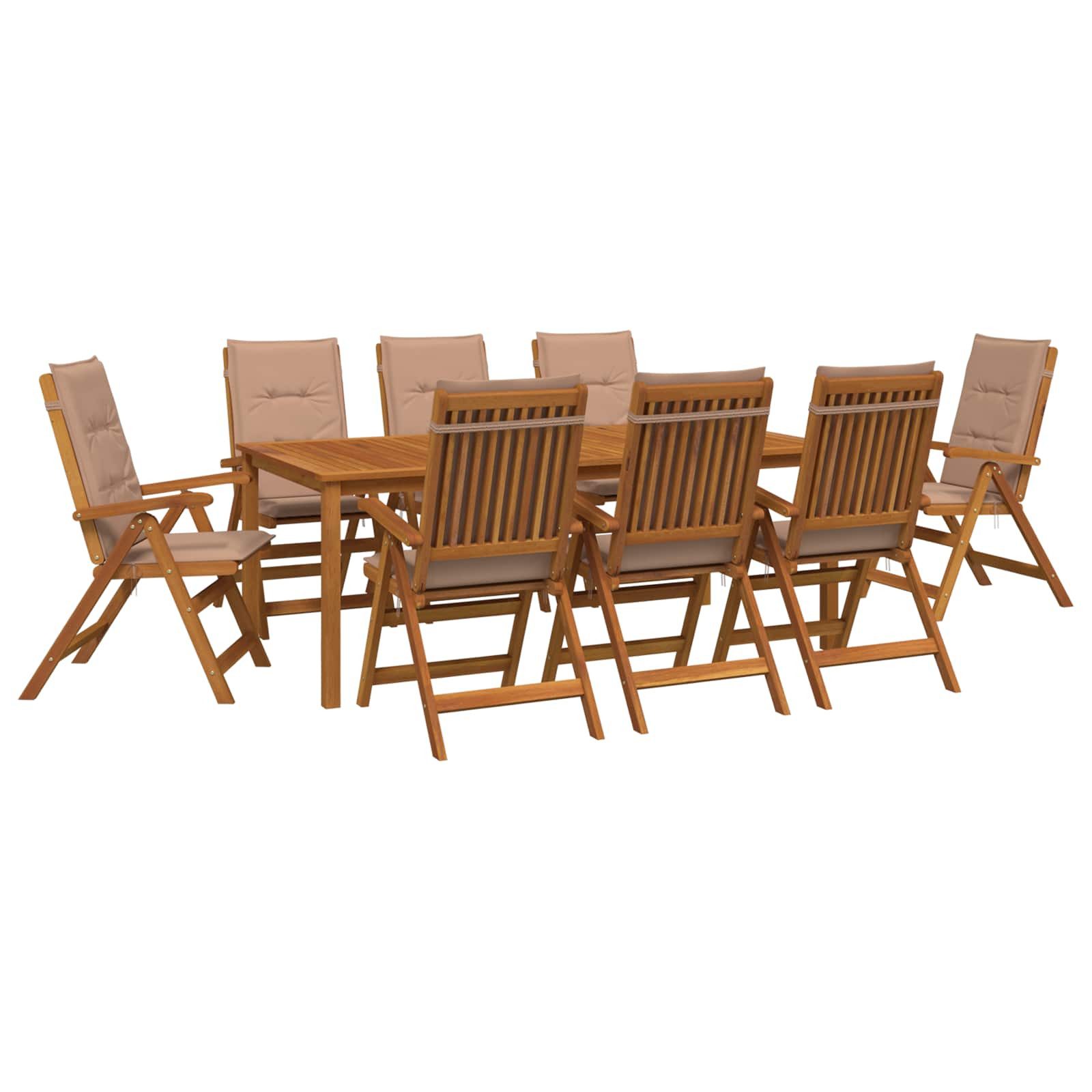 vidaXL Gartenlounge-Set 9-teilige Garten-Essgruppe Natur Massivholz