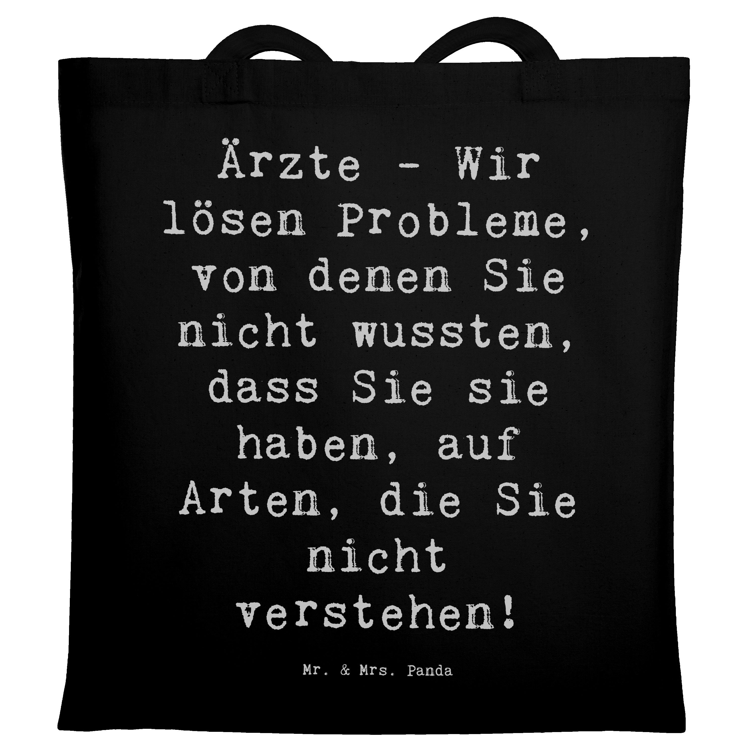 Tragetasche Spruch Arzt Probleme Lösen - Schwarz - Geschenk, ‚Herr und Frau Panda