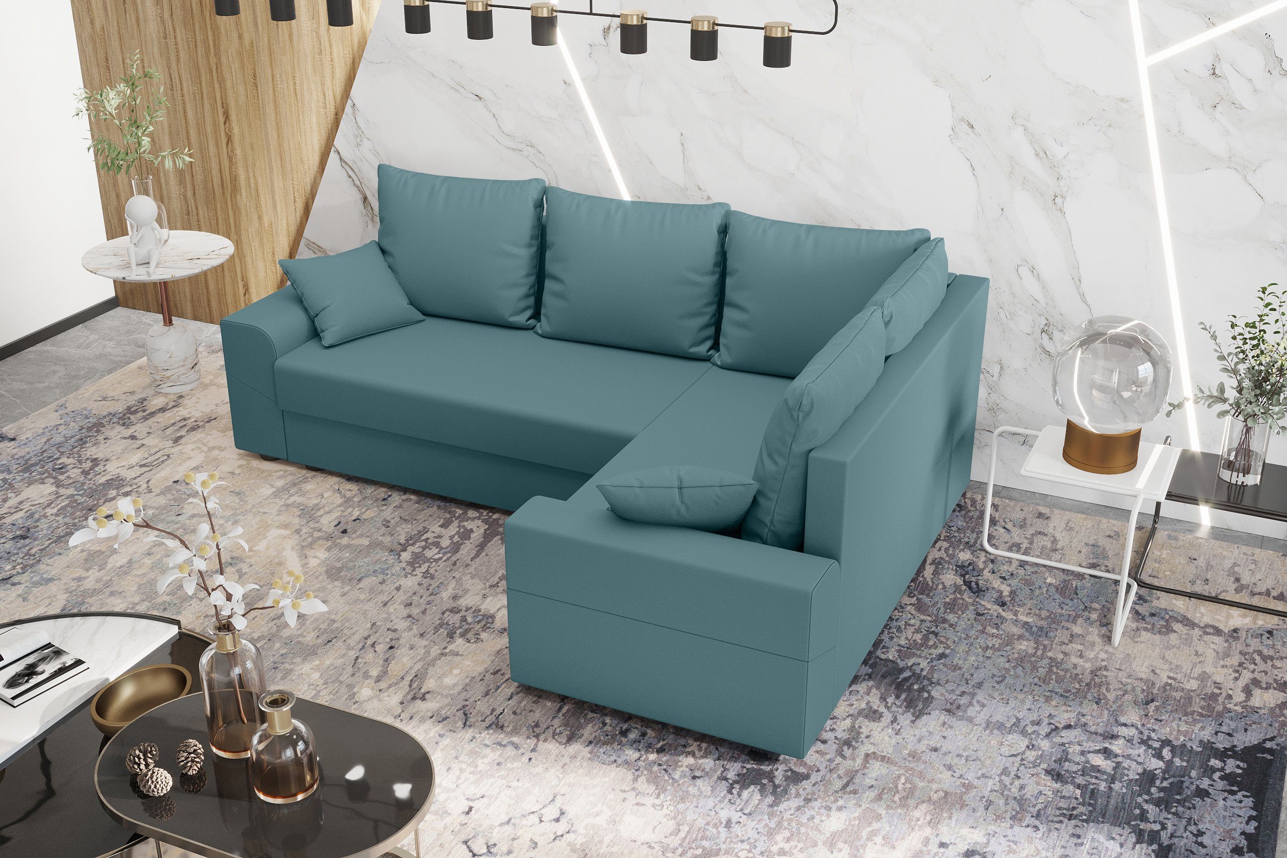 Modern L-Form, Bettkasten, mit Montero, Sofa, Bettfunktion, mit Sitzkomfort, Eckcouch, Design Stylefy Ecksofa