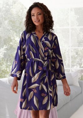 LASCANA Kimono, Midilänge, Single-Jersey, Kimono-Kragen, Gürtel, in Wadenlänge und Kontrastpaspeln