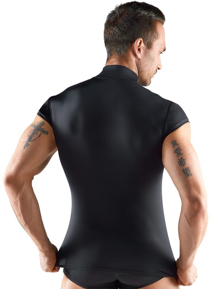 Svenjoyment Muskelshirt Betonendes Shirt mit transparenten Streifen - schwarz (1-tlg) Aus weicher Mikrofaser