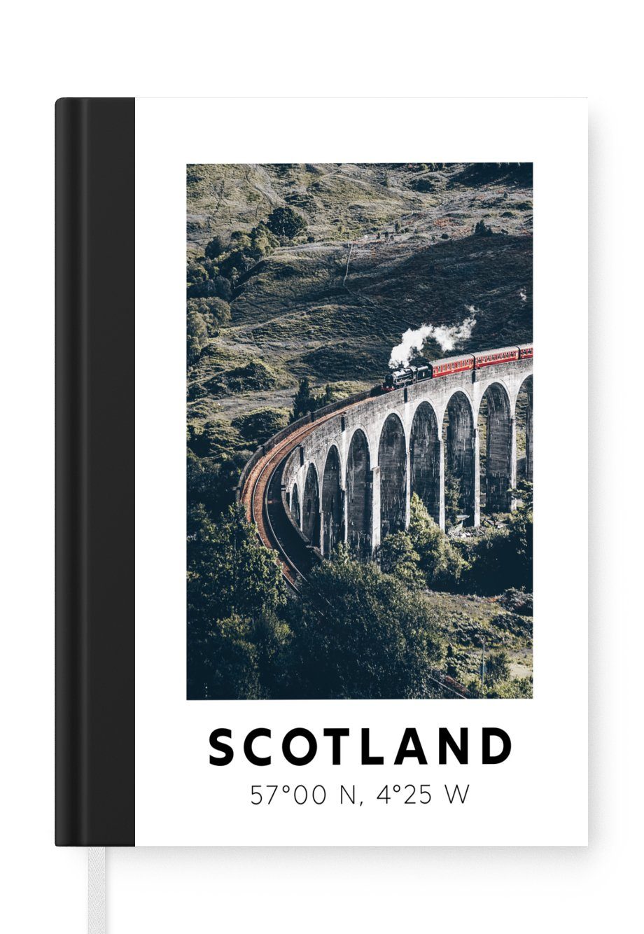 MuchoWow Notizbuch Schottland - Zug - Brücke, Journal, Merkzettel, Tagebuch, Notizheft, A5, 98 Seiten, Haushaltsbuch