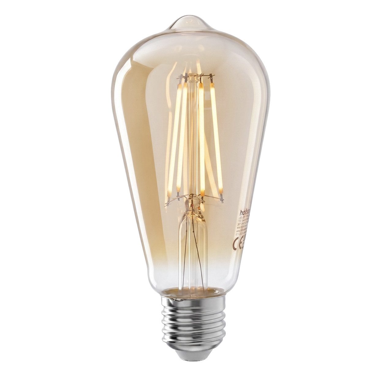 hofstein LED-Leuchtmittel 3er Set Glühbirne Warmweiß dimmbar 7 Watt, E27, 2700 Kelvin, 720 Lumen, Edison Vintage, Filament, Amber – Bild 3 von 5