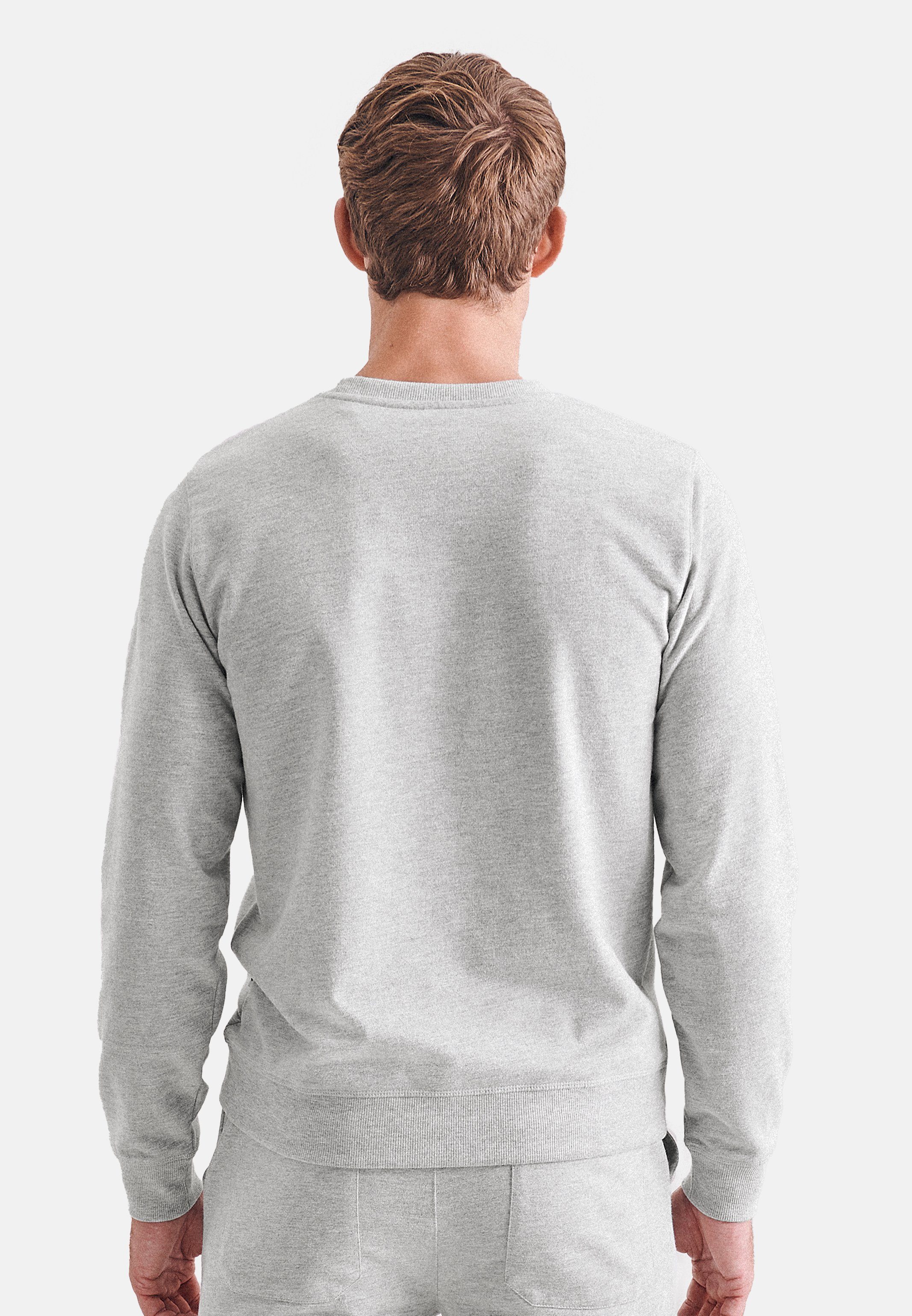 Jersey, Pyjamaoberteil (1-tlg) Heavy Sweater - Herren Weiche Sweatshirt Melange seidensticker - Silvergrey aus Bündchen Baumwolle