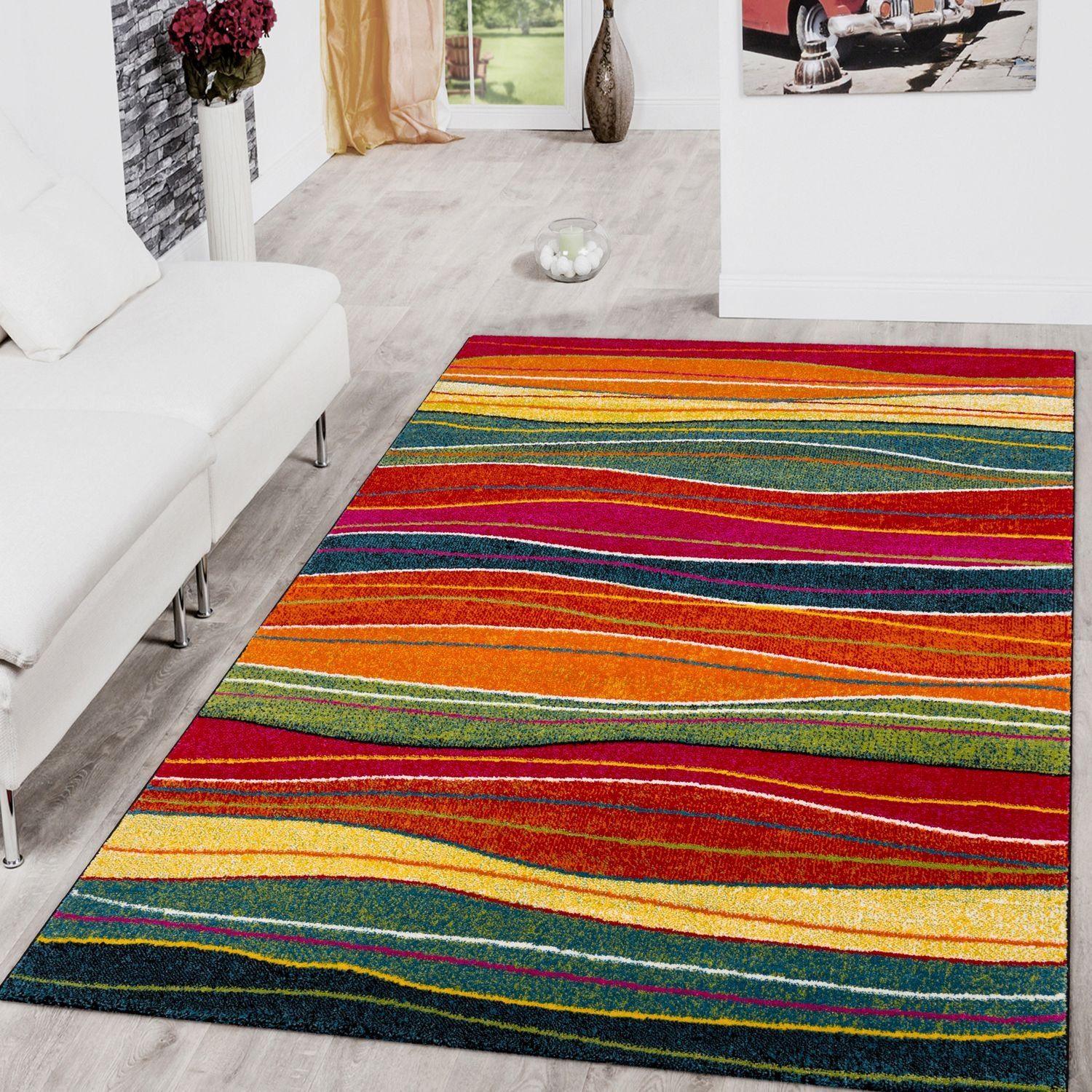 Soft Designs, Abstrakte Modern Home, Höhe: Teppich Wohnzimmer Bunt 3 16 TT rechteckig, Bunt Teppich mm Kurzflor