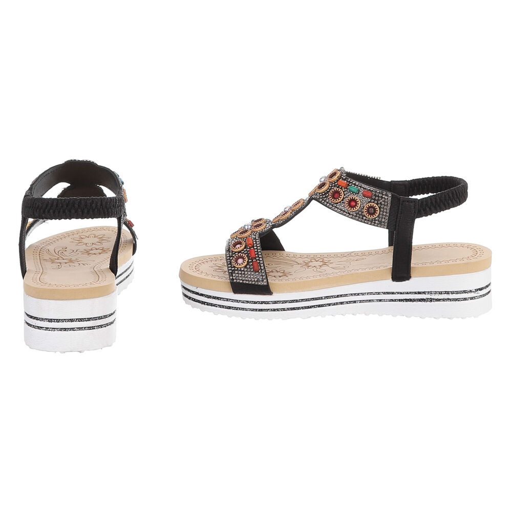 Ital-Design Damen Sandalenschuh mit Schmuckdetails und Plateau Plateausandaletten (91895666) Keilabsatz/Wedge Keilsandaletten in Schwarz – Bild 5 von 5