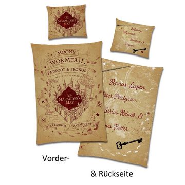 Kinderbettwäsche Harry Potter Marauder's Map 135x200 + 80x80cm aus 100% Baumwolle, Familando, Renforcé, 2 teilig, mit der Karte des Rumtreibers