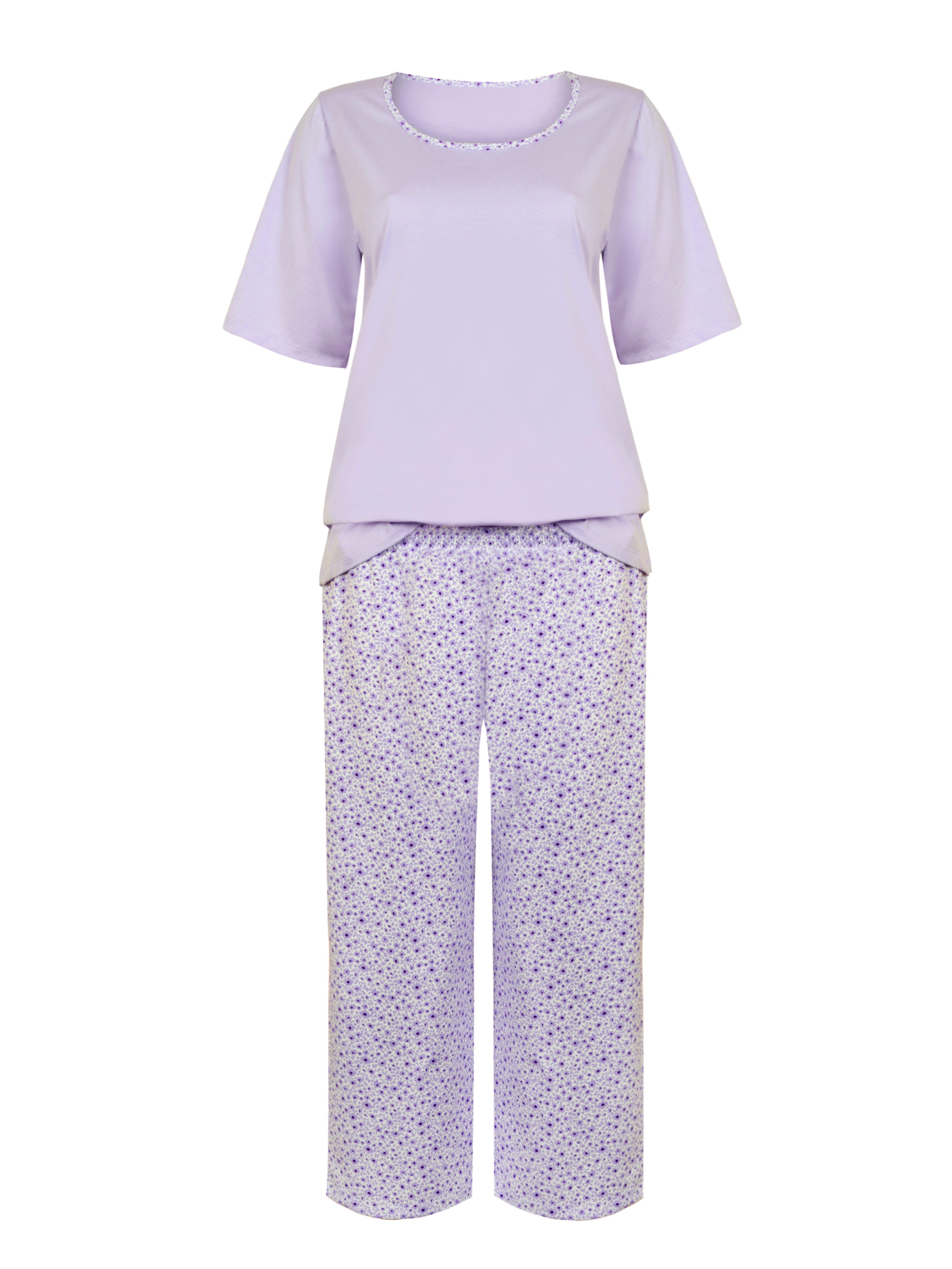 Donna Capri-Pyjama 3/4 Schlafanzug mit geblümten günstig online kaufen