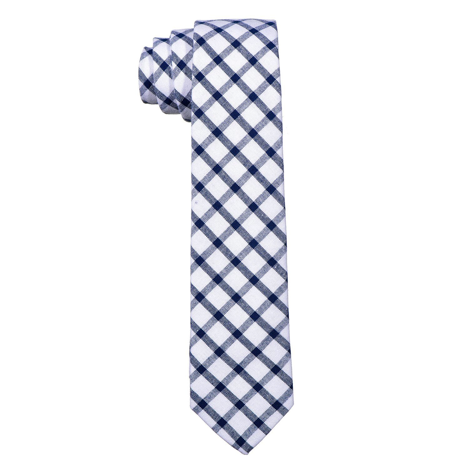 Karos 6 DonDon 1-St., festliche oder Streifen oder gestreift, Veranstaltungen weiß-blau Krawatte (Packung, kariert für Herren Krawatte 1x Büro kariert oder mit cm Baumwolle, Krawatte)