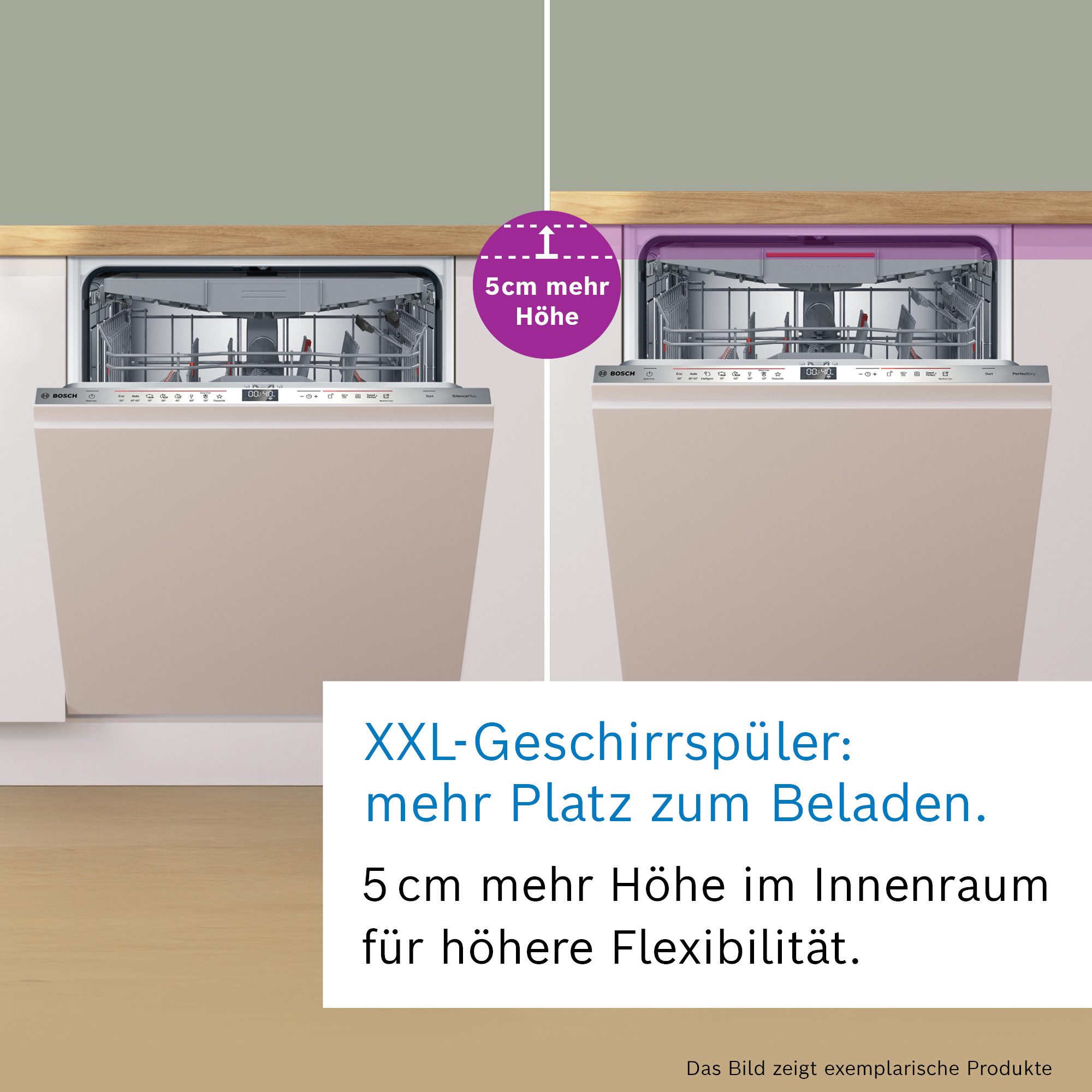 BOSCH vollintegrierbarer Geschirrspüler XXL, Serie 6 SBV6ZCX16E, 14 Maßgedecke, Time Light - Restzeit wird auf Küchenboden projiziert
