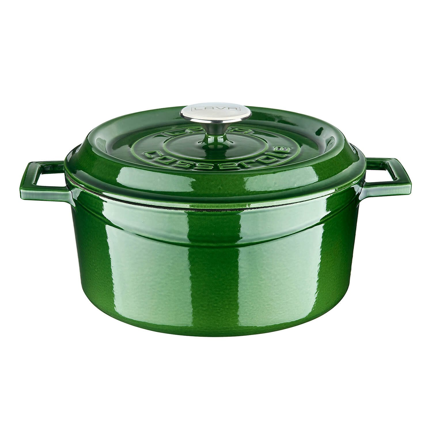 LAVA Bräter LAVA Gusseisentopf mit Deckel, emailliert, Ø 24 cm, 4,49 Liter, Grün, Gusseisen (2-tlg), emailliertes Gusseisen, backofengeeignet