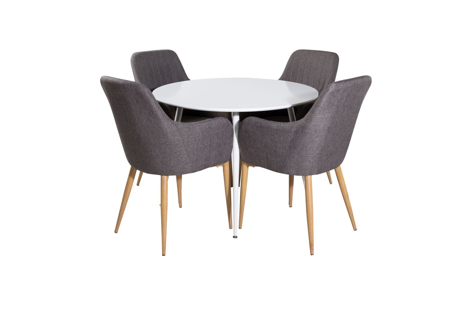 ebuy24 Essgruppe PlazaWHWH100 Esstisch weiß Grau und Essgruppe Comfort, 4 (5-tlg)