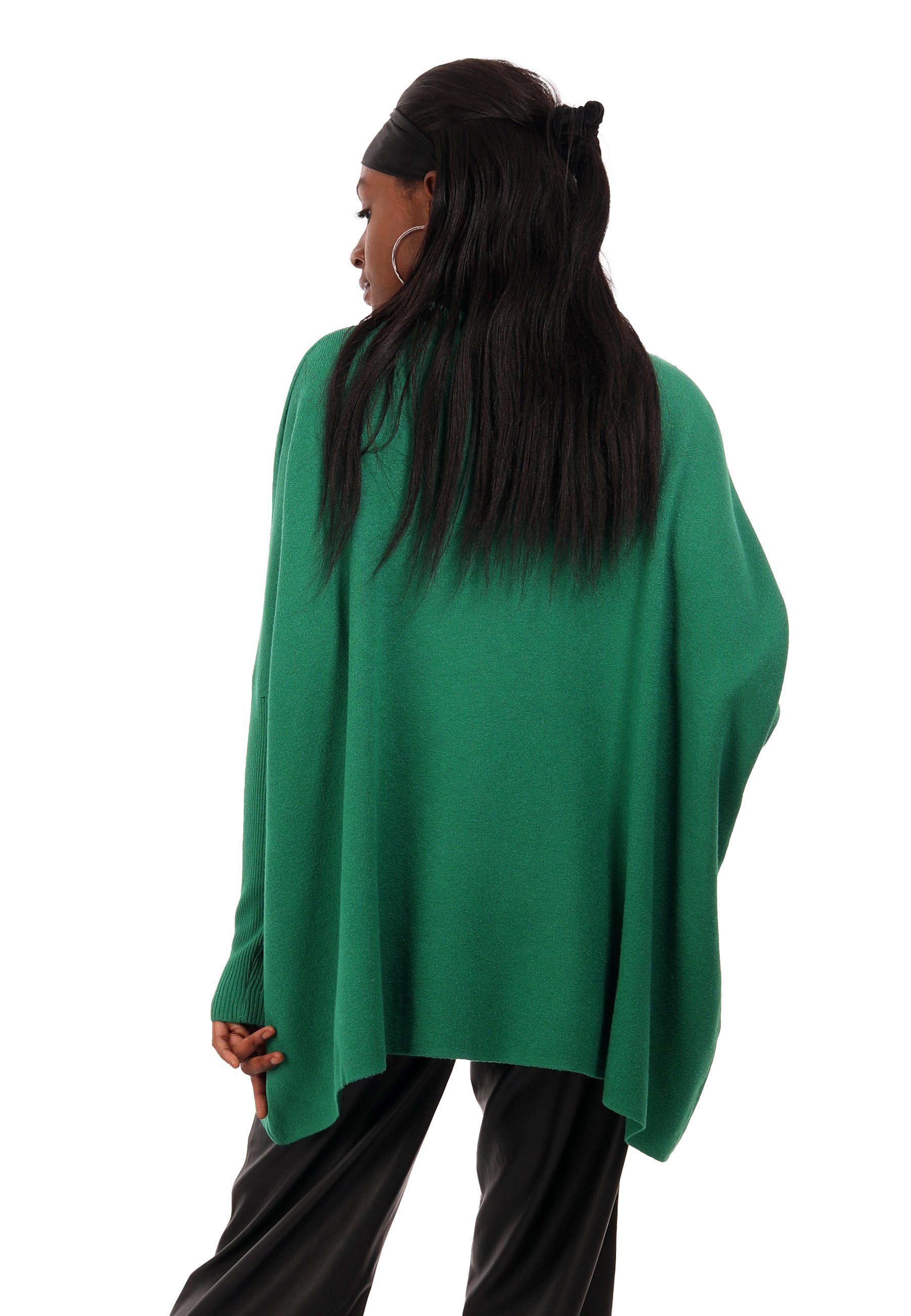 (1-tlg) in & mit Rollkragen Loose-Fit Oversize Strickkleid Size YC Unifarbe Fashion Style grün One Strickkleid Strickpullover