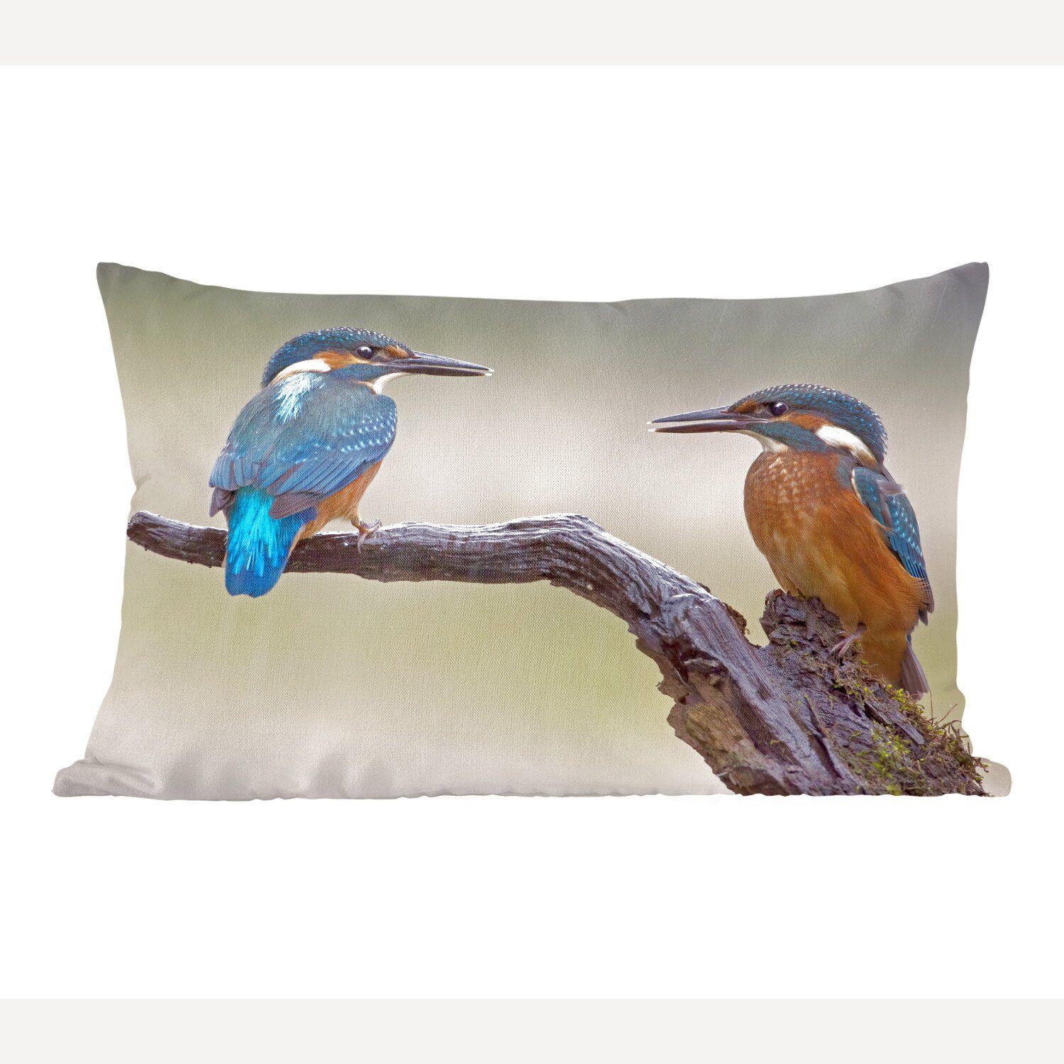 MuchoWow Dekokissen Eisvogel - Blau - Orange, Wohzimmer Dekoration, Zierkissen, Dekokissen mit Füllung, Schlafzimmer