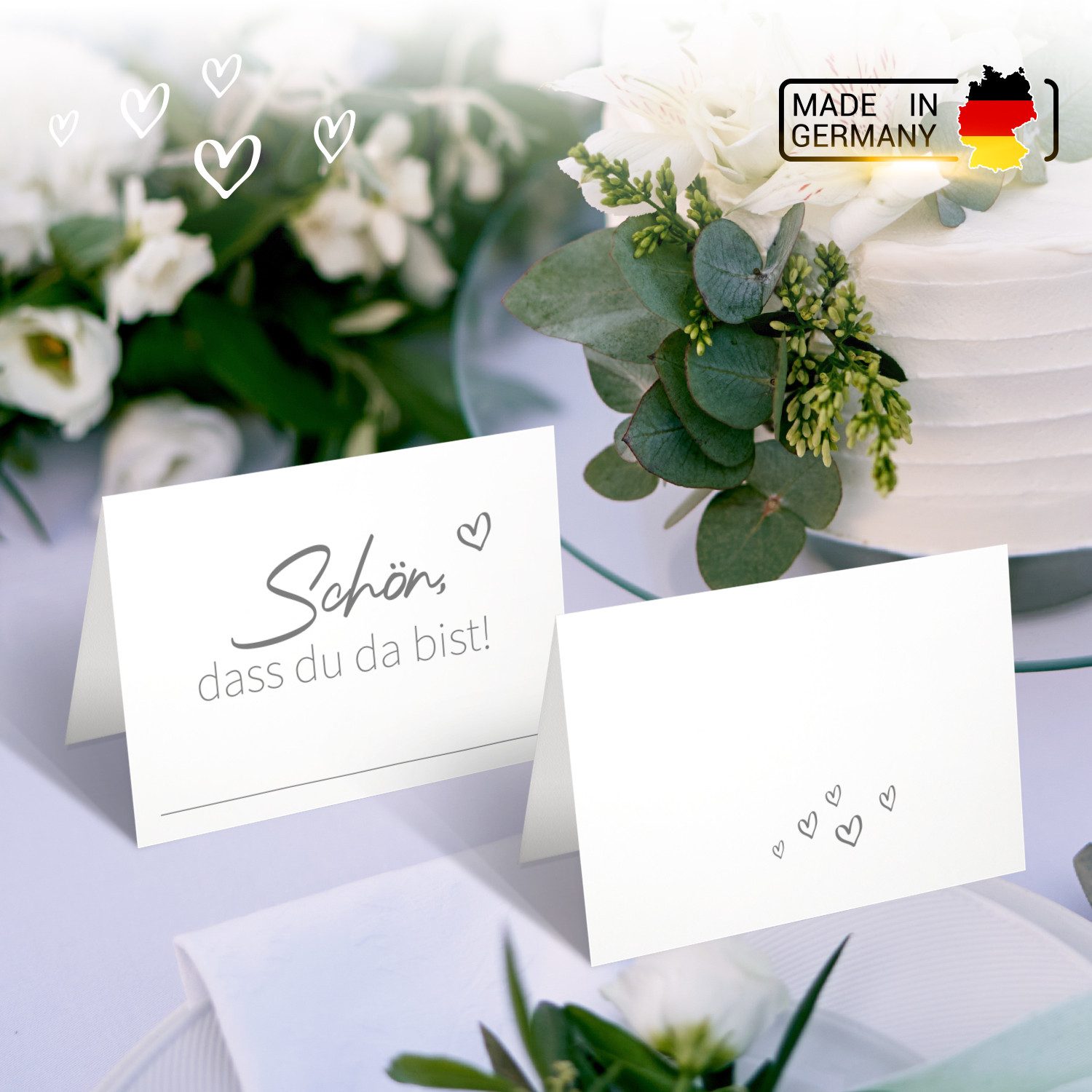 Funke & Brand Поздравительные открытки 50x Tischkarten Hochzeit 85x55mm verschiedene Цвета(ов)