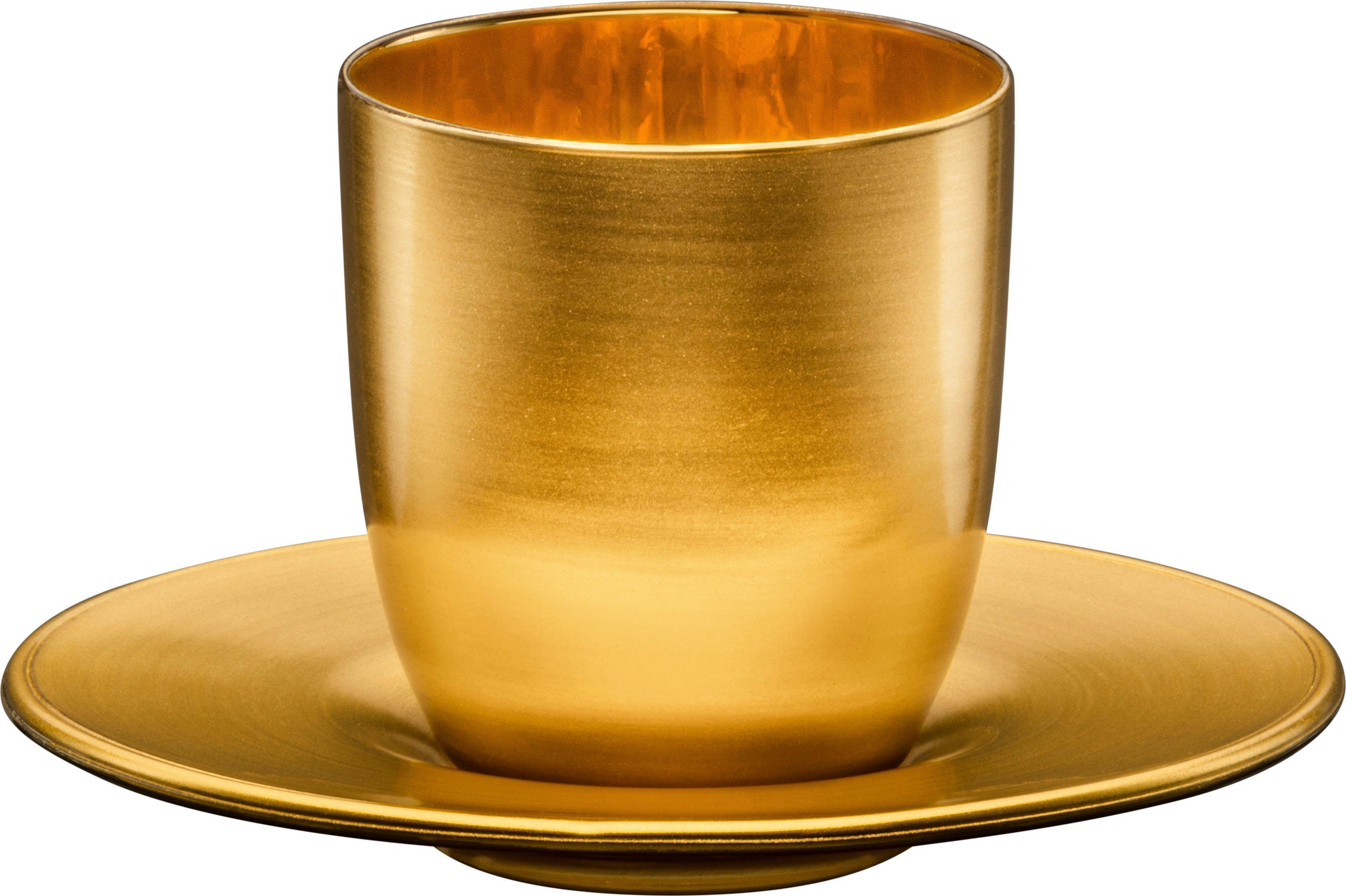Eisch Espressoglas COSMO COLLECT, mattem Made mit in glänzendem Untertasse, in veredelt Germany, Gold ml, Handarbeit und Kristallglas, 100 m