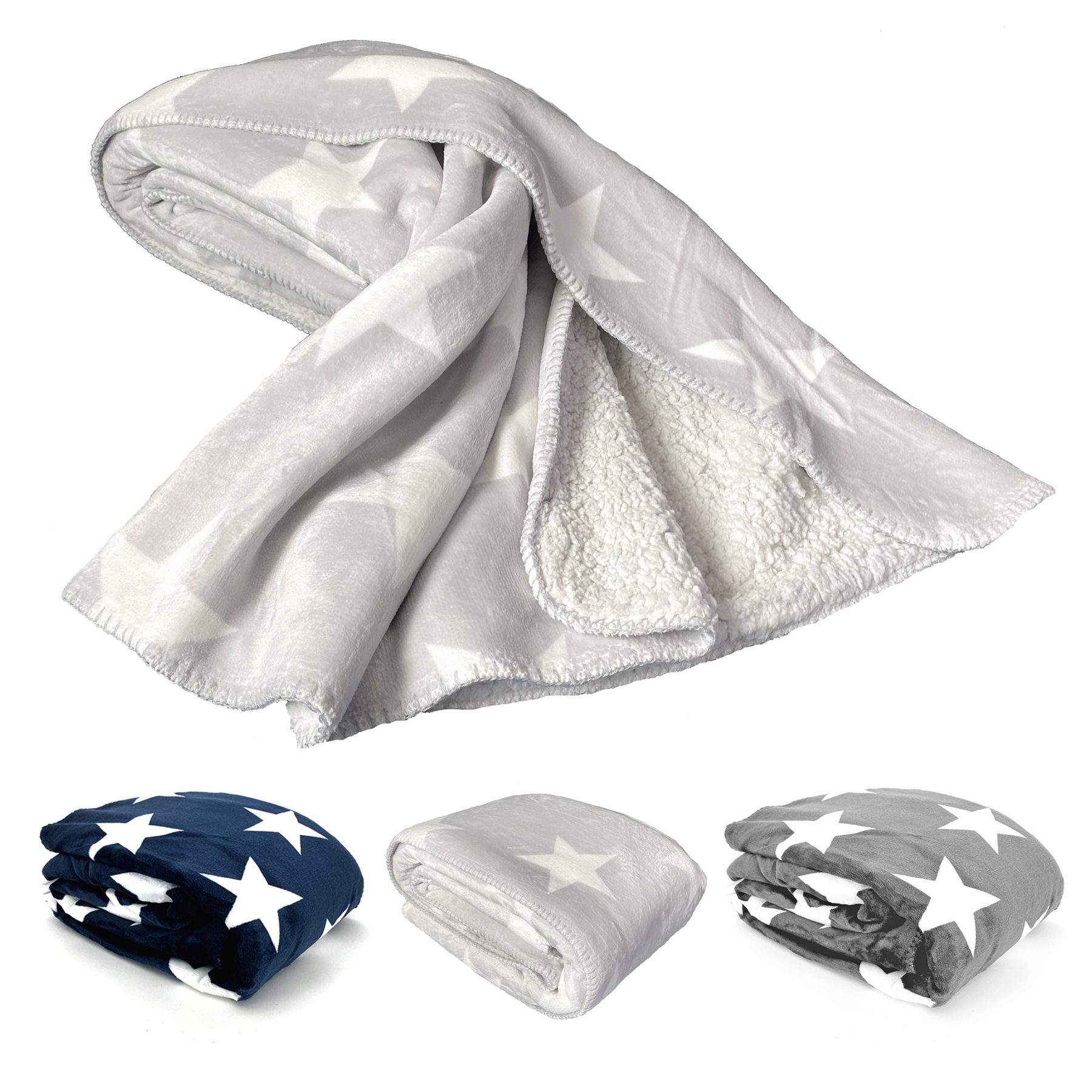 Wohndecke Dicke Soft Flanell Kuscheldecke Sterne günstig online kaufen