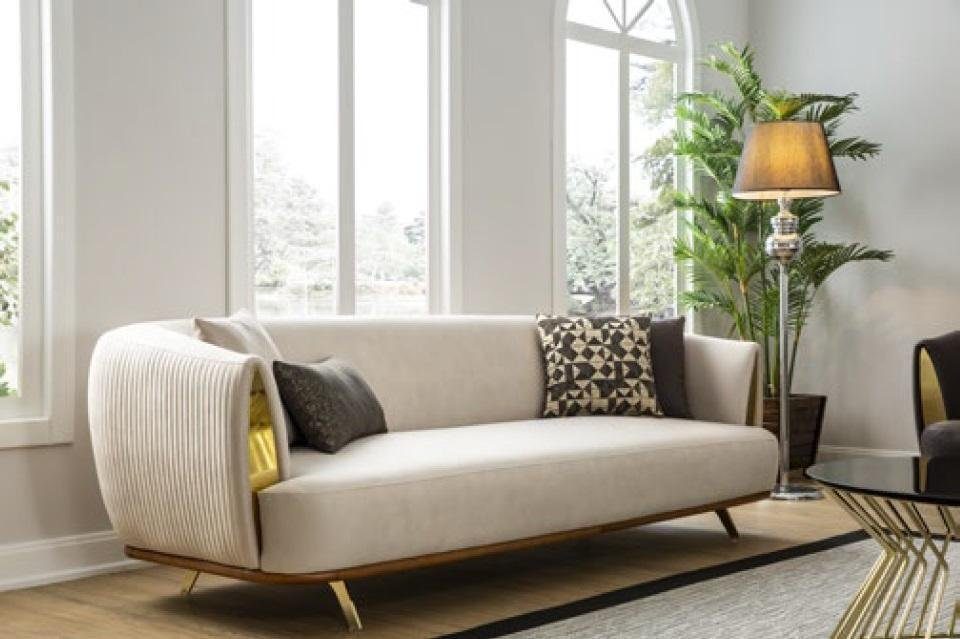 JVmoebel 2-Sitzer Modernes Sofa 2 Sitzer Polstersofa weiß Design Couch Sofas Stoff