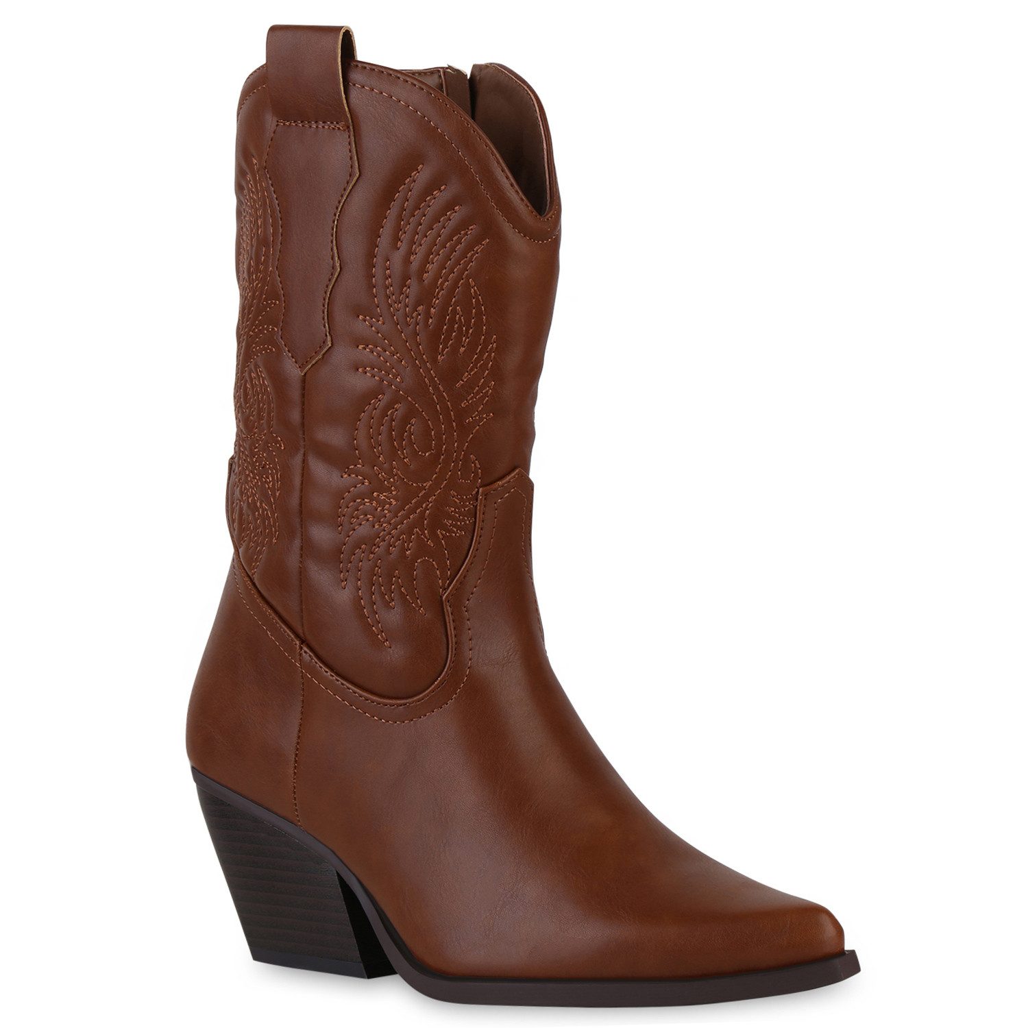 VAN HILL 840253 Cowboy Boots Damen Stiefeletten Cowboy Boots Stickereien Ho günstig online kaufen