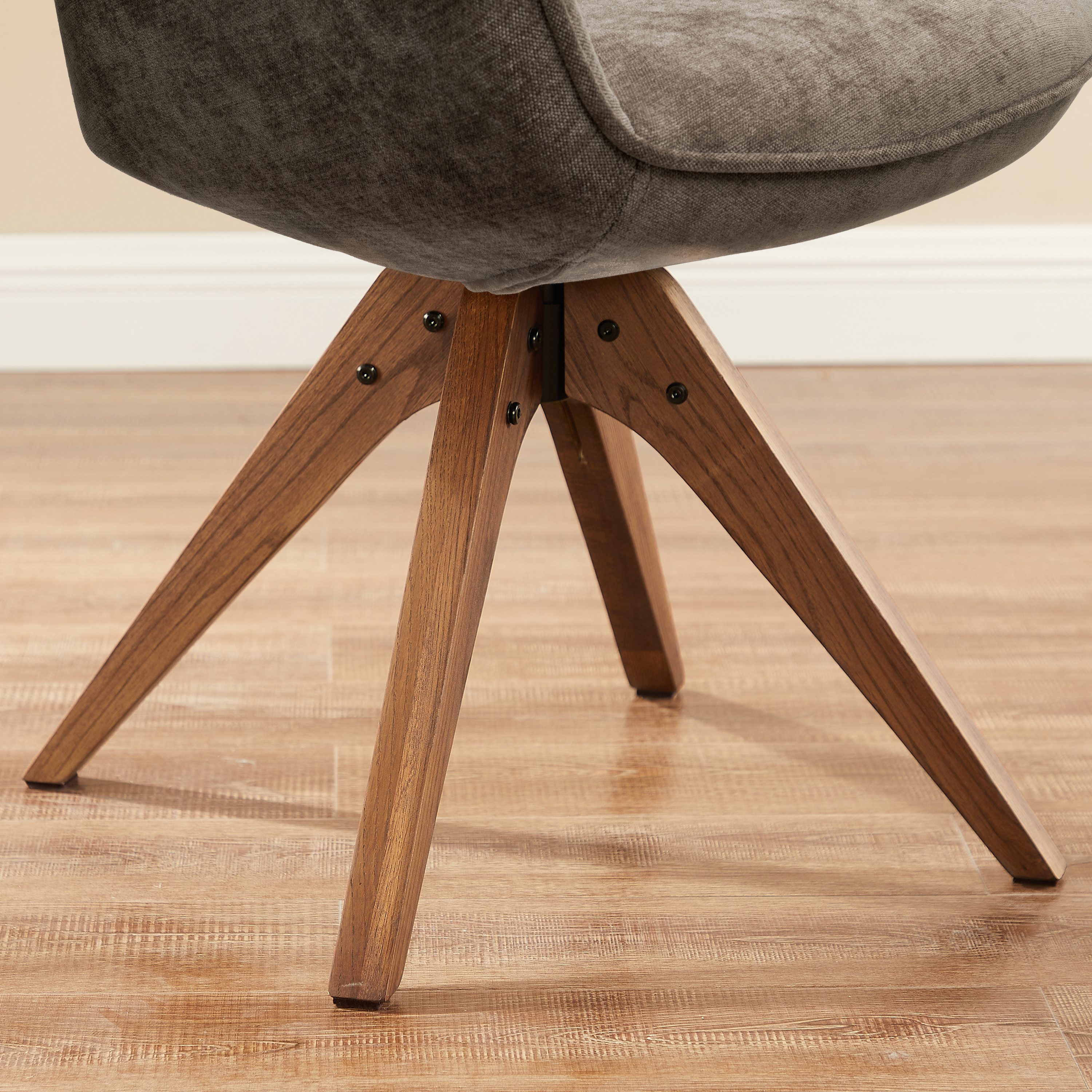Art Leon Esszimmerstuhl CC001 (Esszimmerstühle Drehbar Baumwollleinenstuhl Polsterstuhl mit Armlehnen Eichenholzbeine Farbe in Grau/Blau/Beige, 2 St), 360 Grad  – Bild 5 von 5