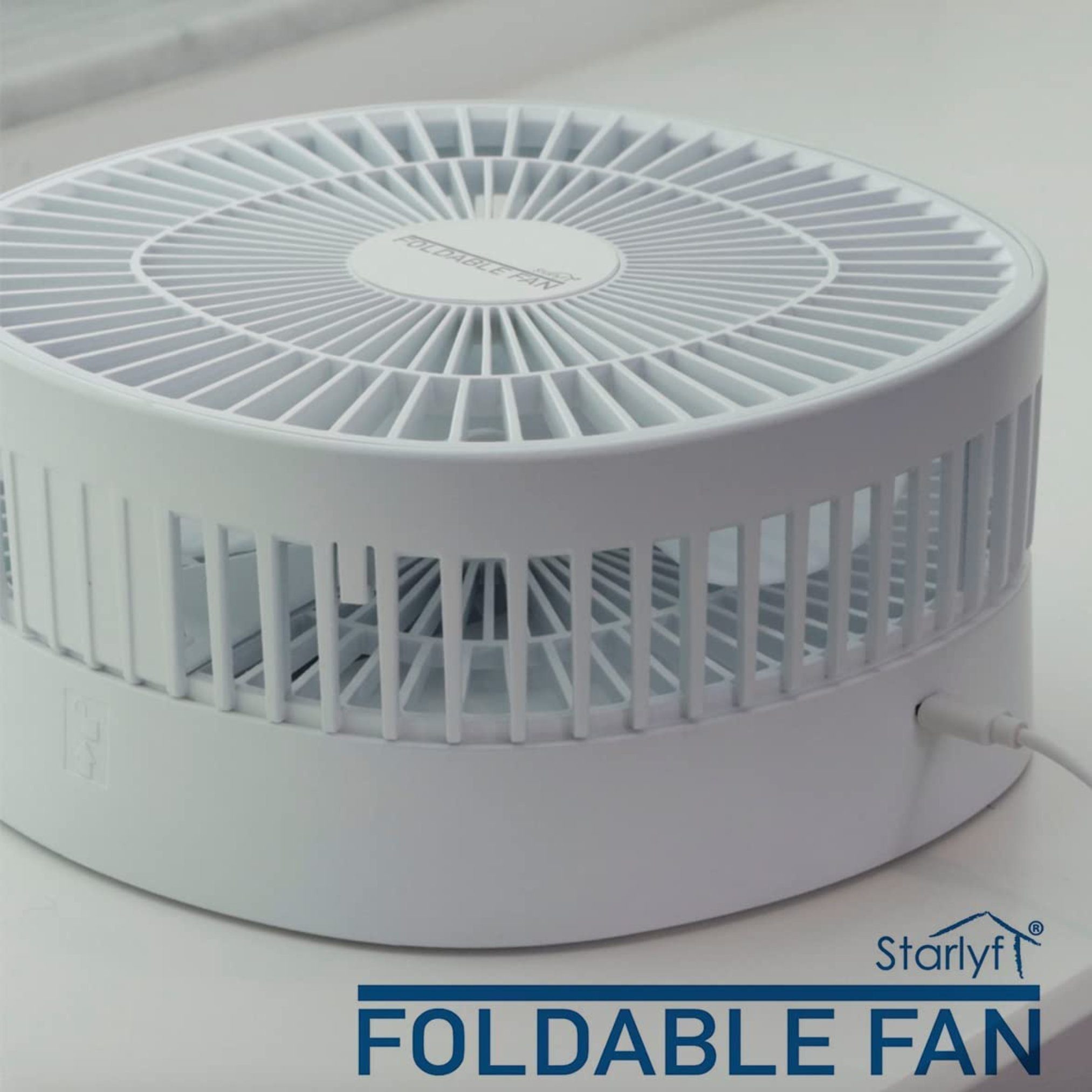 Starlyf Standventilator Akku Fan, wiederaufladbar Foldable mit Geschwindigkeiten, Kabellos und Li-Ion 3