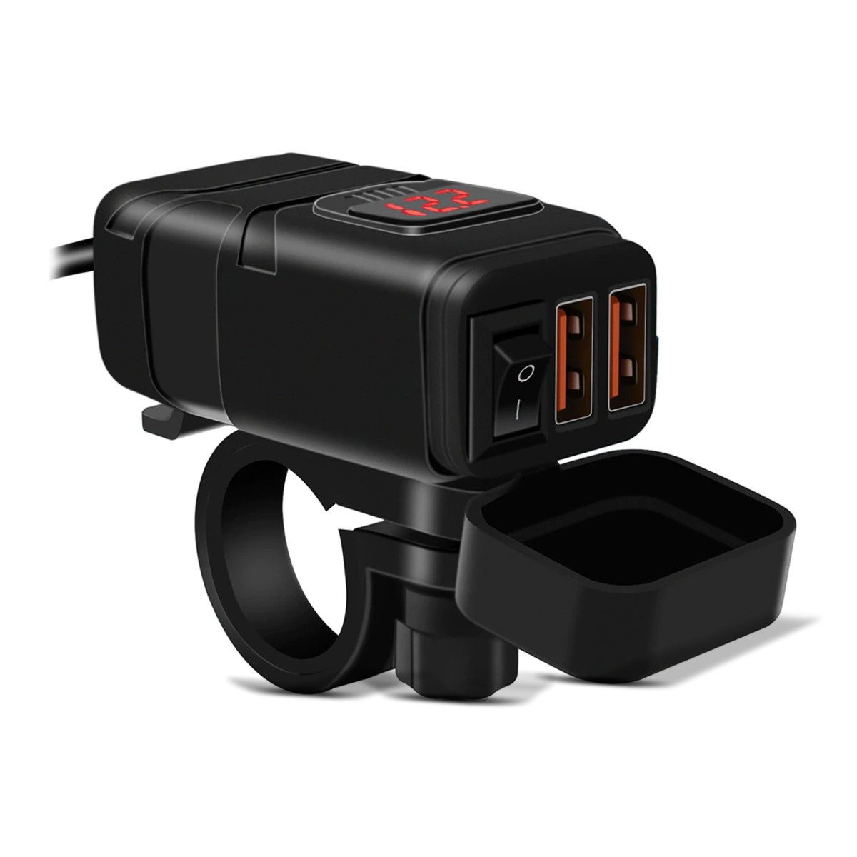 12V Motorrad USB Steckdose mit digitaler Batteriespannungsanzeige US5 USB-Ladegerät