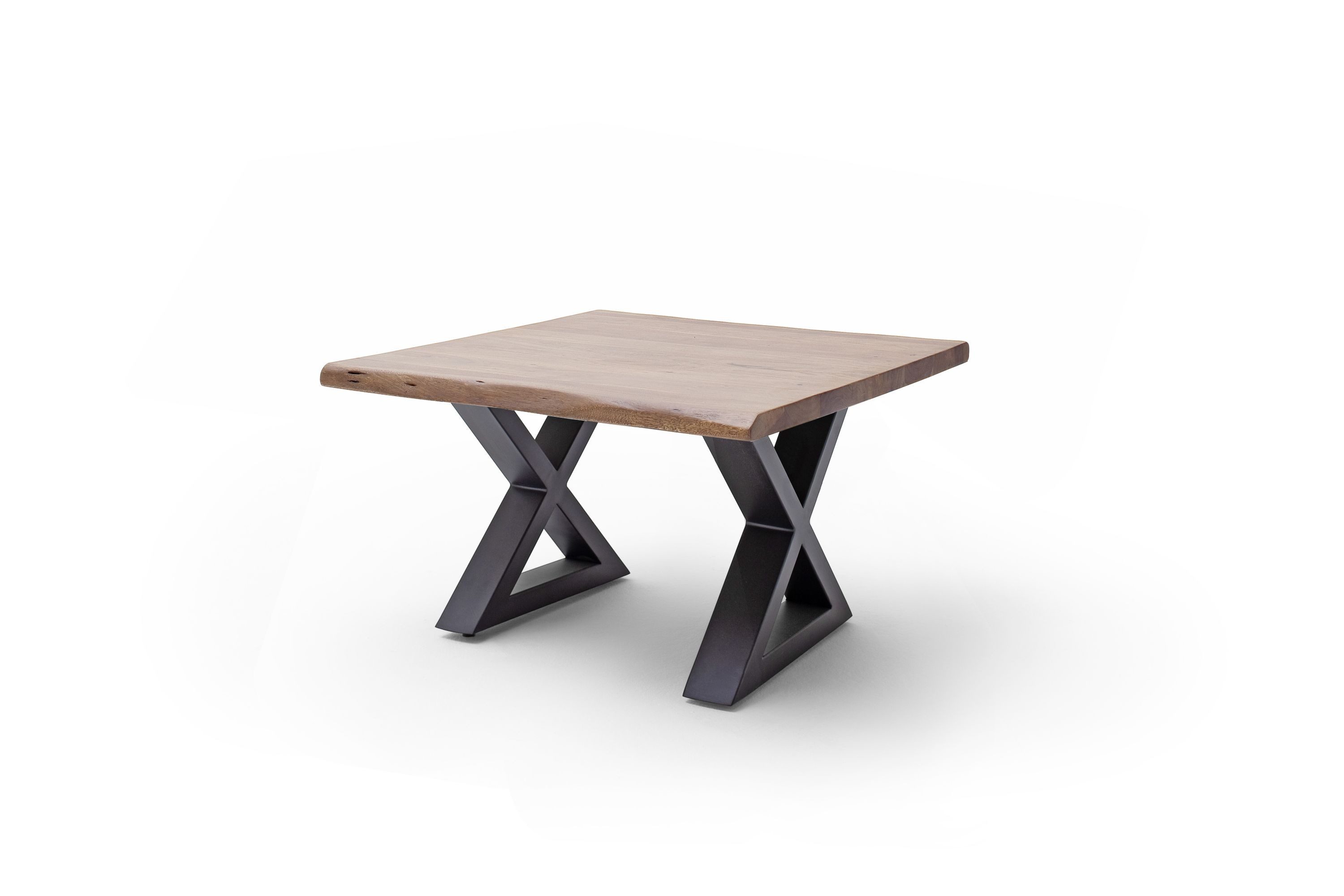 Robas Lund Couchtisch, Akazie walnussfarben m. X-Gestell anthrazit lackiert 75x45x75 cm
