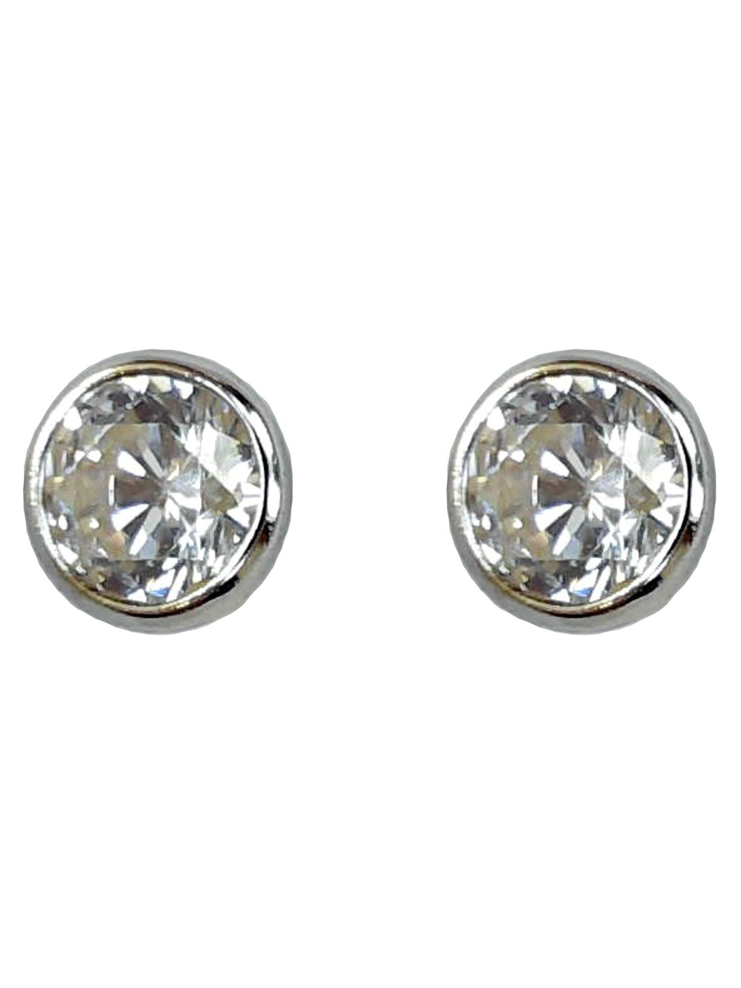 Miamar Paar Ohrstecker SO04, Miamar SO04 Damen Silber Ohrstecker Ohrschmuck Weiß