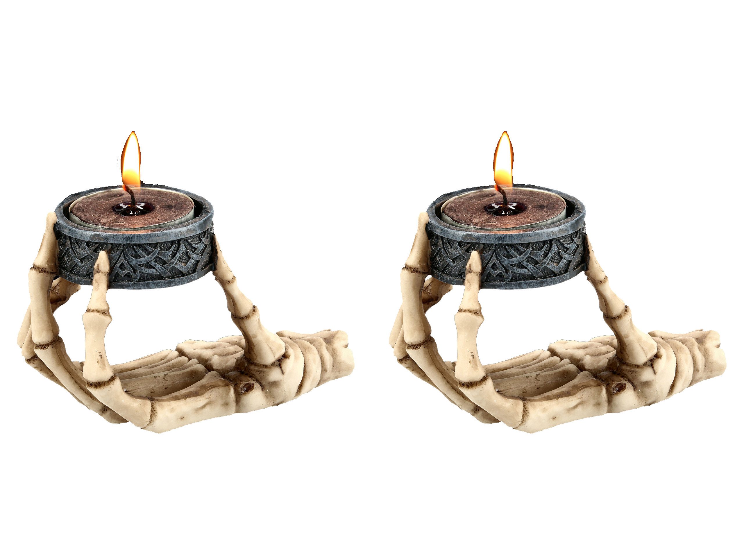 Figuren Shop GmbH Teelichthalter Skeletthand Teelichthalter - 2er Set - Got günstig online kaufen
