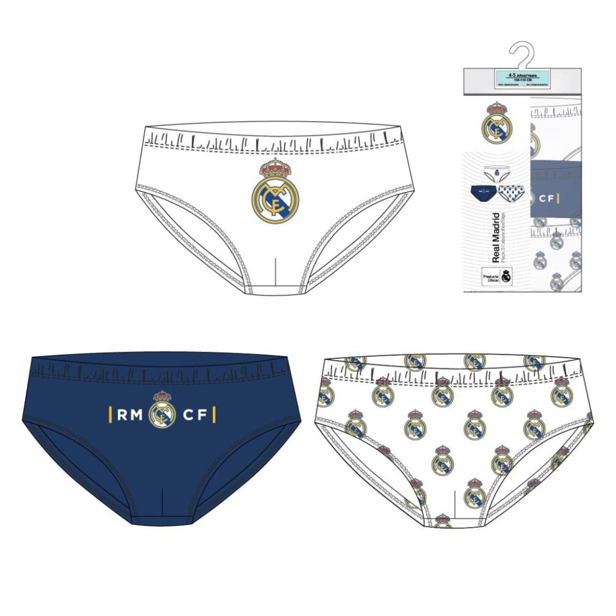 Cerda Midislip Real Madrid Unterwäsche für Kinder – Unterhosen Jungen 3er Pack